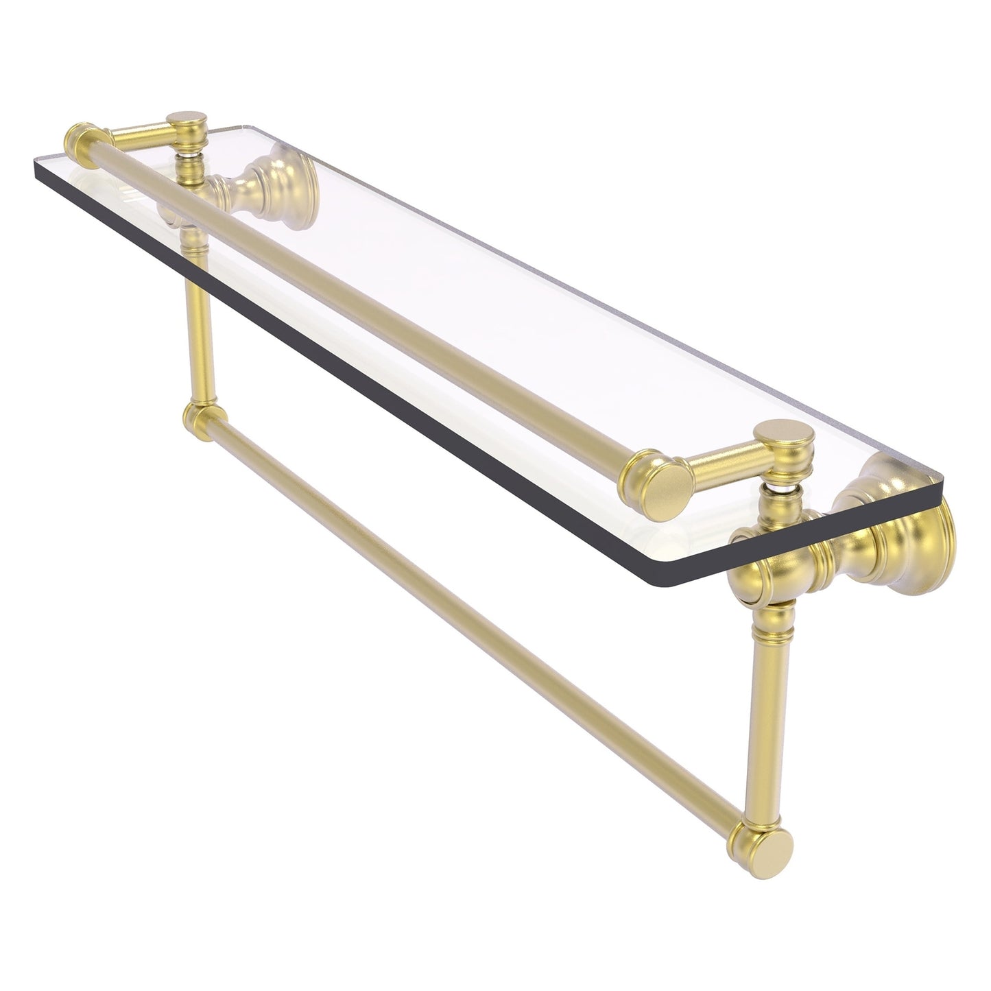 Allied Brass Carolina 22" x 5.54" Satin Brass Solid Brass Gallery Glass Shelf With Integrated Towel Bar