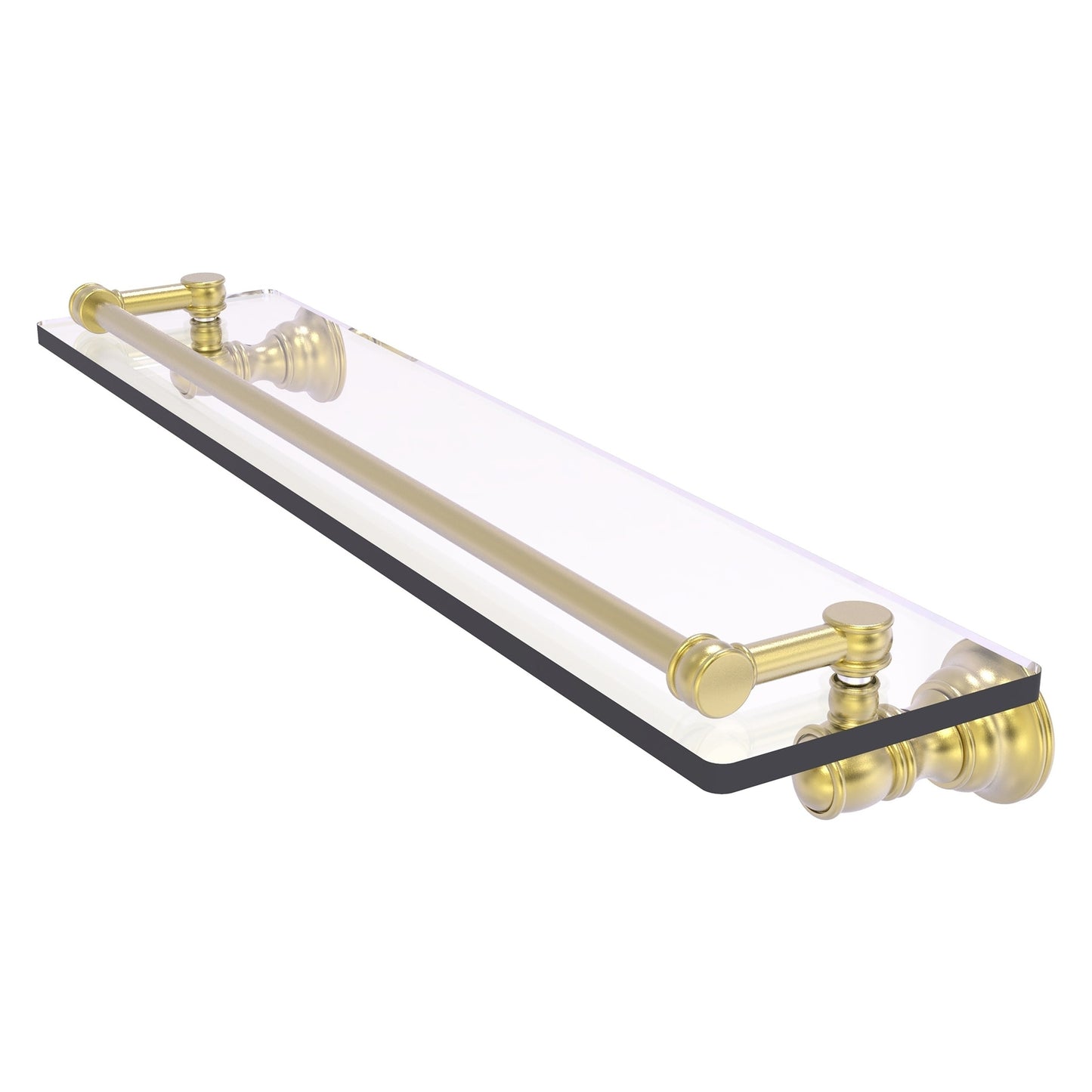 Allied Brass Carolina 22" x 5.54" Satin Brass Solid Brass Glass Shelf With Gallery Rail