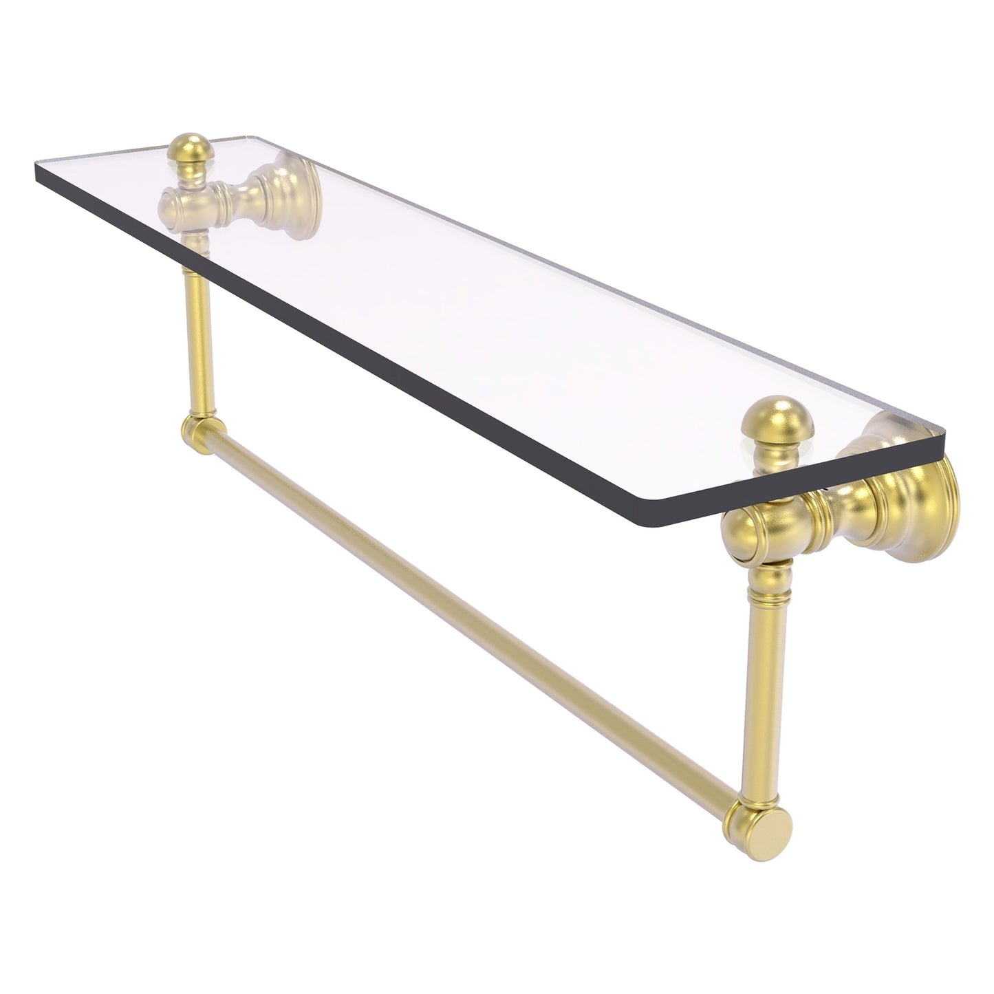 Allied Brass Carolina 22" x 5.54" Satin Brass Solid Brass Glass Shelf With Integrated Towel Bar