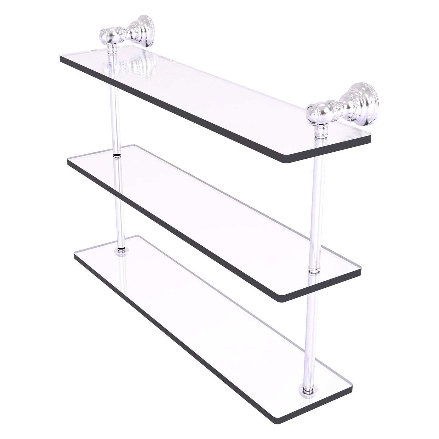 Allied Brass Carolina 22" x 5.54" Satin Chrome Solid Brass Triple Glass Shelf
