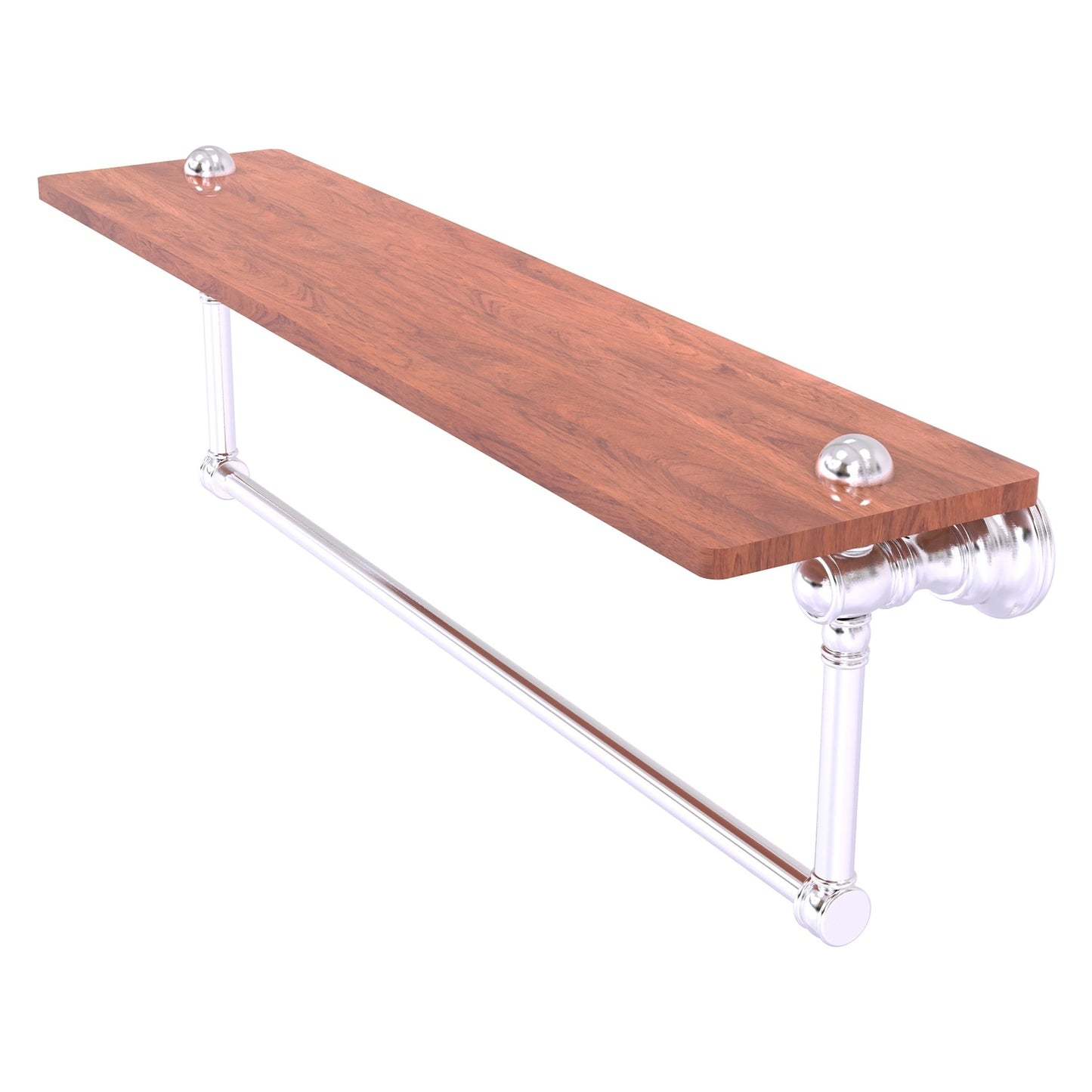 Allied Brass Carolina 22" x 5.54" Satin Chrome Solid Brass Wood Shelf With Integrated Towel Bar