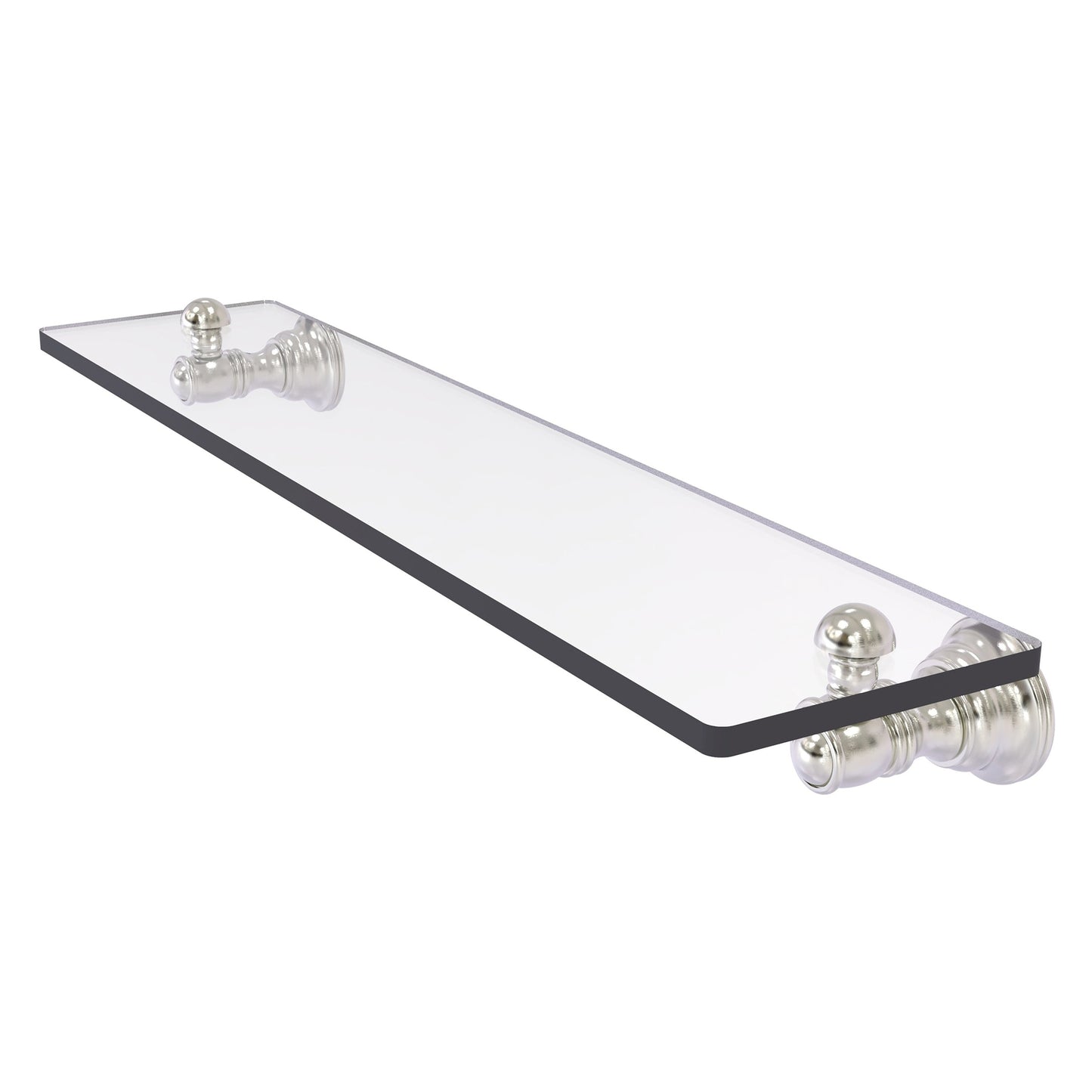 Allied Brass Carolina 22" x 5.54" Satin Nickel Solid Brass Glass Shelf