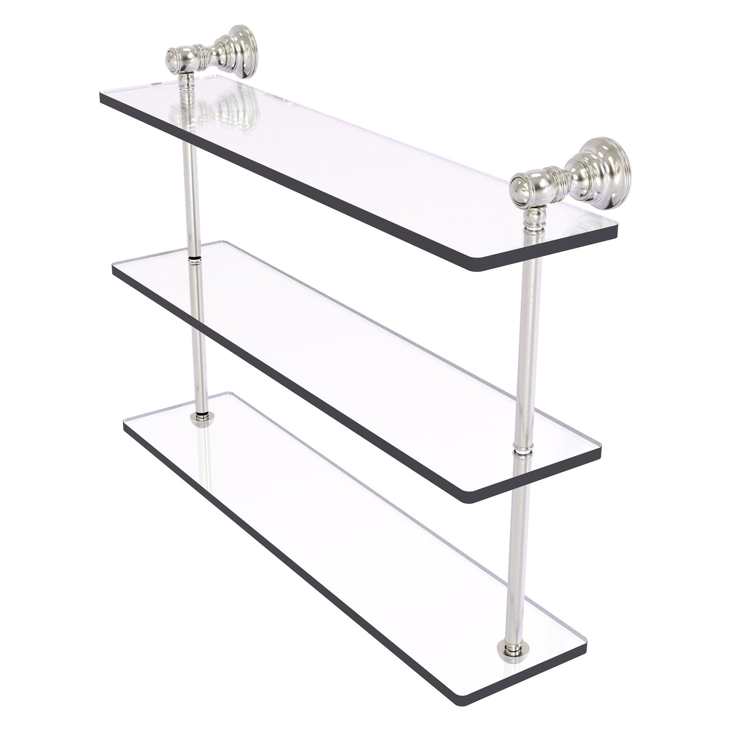 Allied Brass Carolina 22" x 5.54" Satin Nickel Solid Brass Triple Glass Shelf