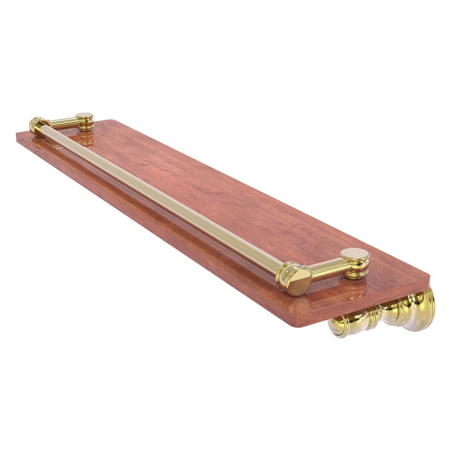 Allied Brass Carolina 22" x 5.54" Unlacquered Brass Solid Brass Wood Shelf With Gallery Rail