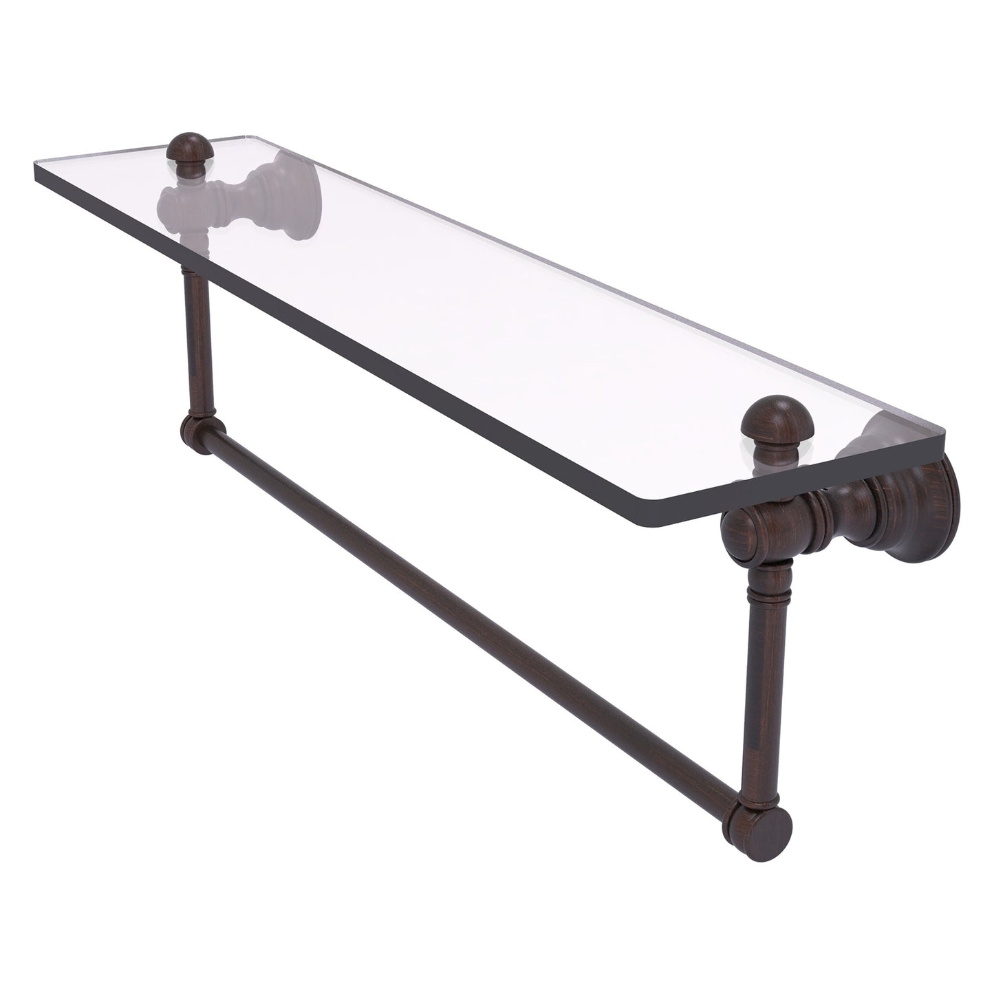 Allied Brass Carolina 22" x 5.54" Venetian Bronze Solid Brass Glass Shelf With Integrated Towel Bar
