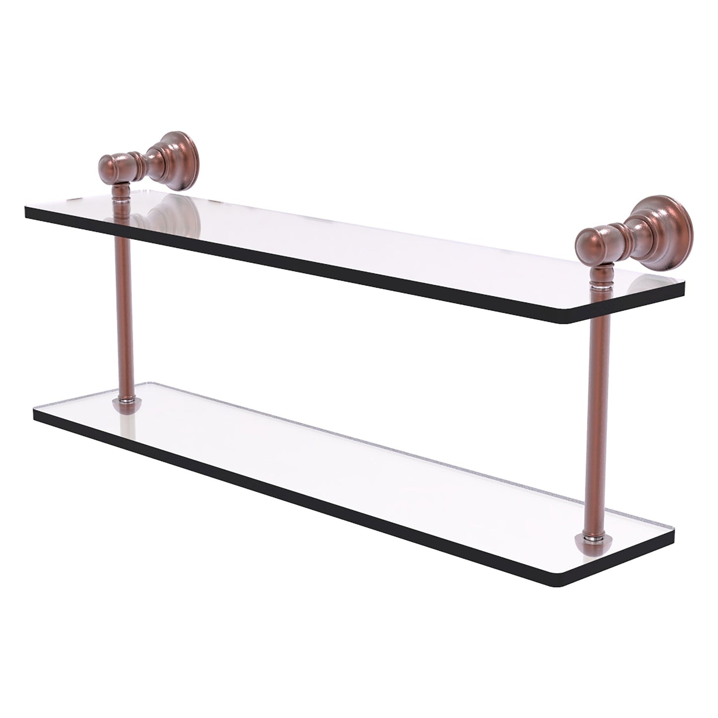 Allied Brass Carolina 22" x 5.6" Antique Copper Solid Brass Two-Tiered Glass Shelf