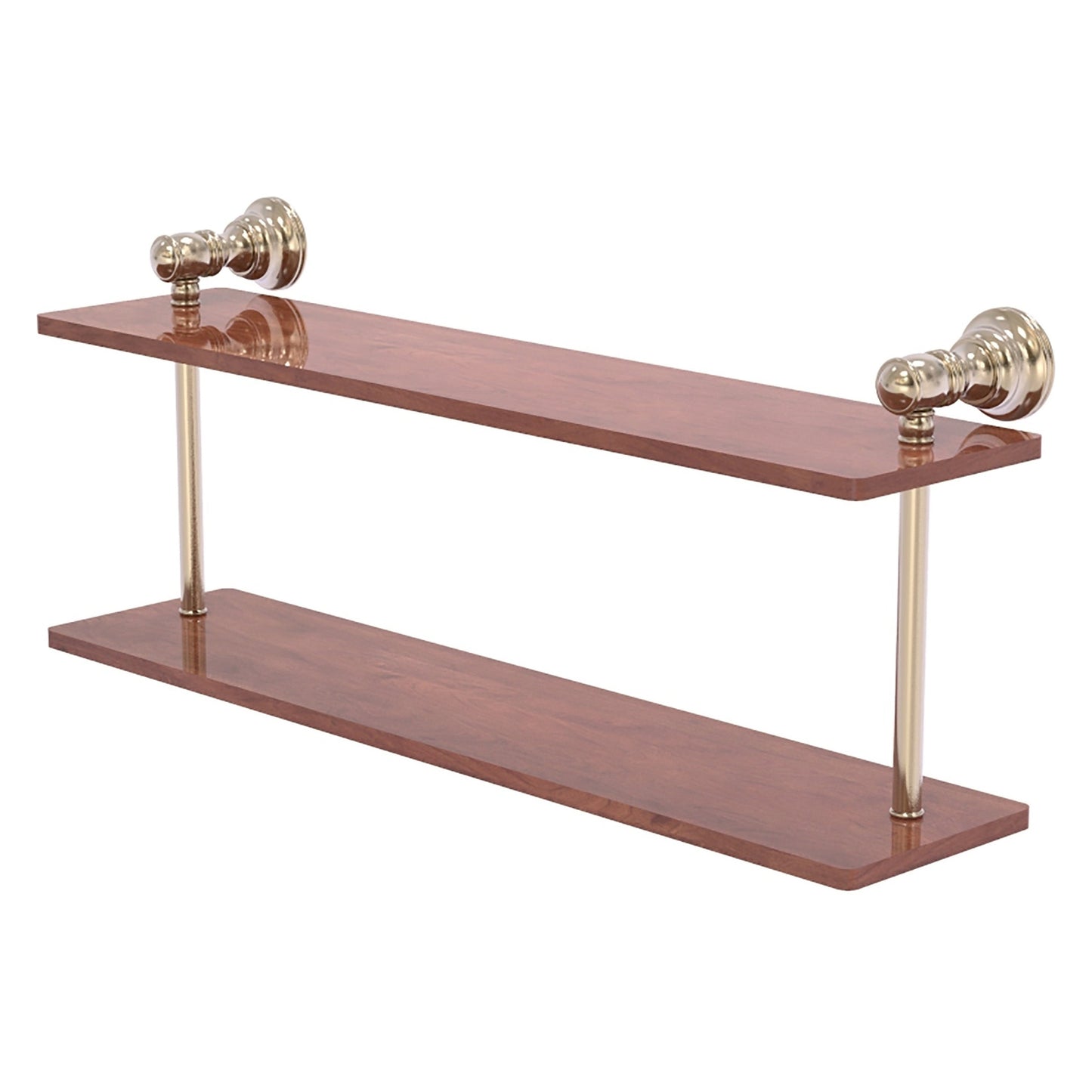 Allied Brass Carolina 22" x 5.6" Antique Pewter Solid Brass Two-Tiered Wood Shelf