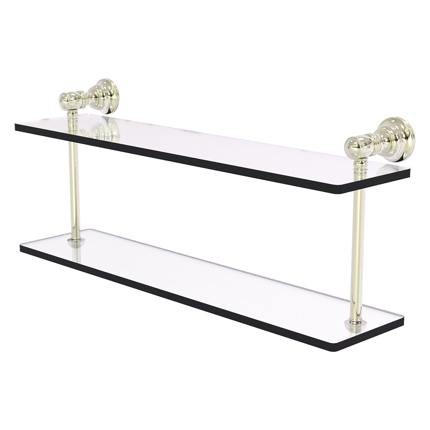 Allied Brass Carolina 22" x 5.6" Polished Nickel Solid Brass Two-Tiered Glass Shelf