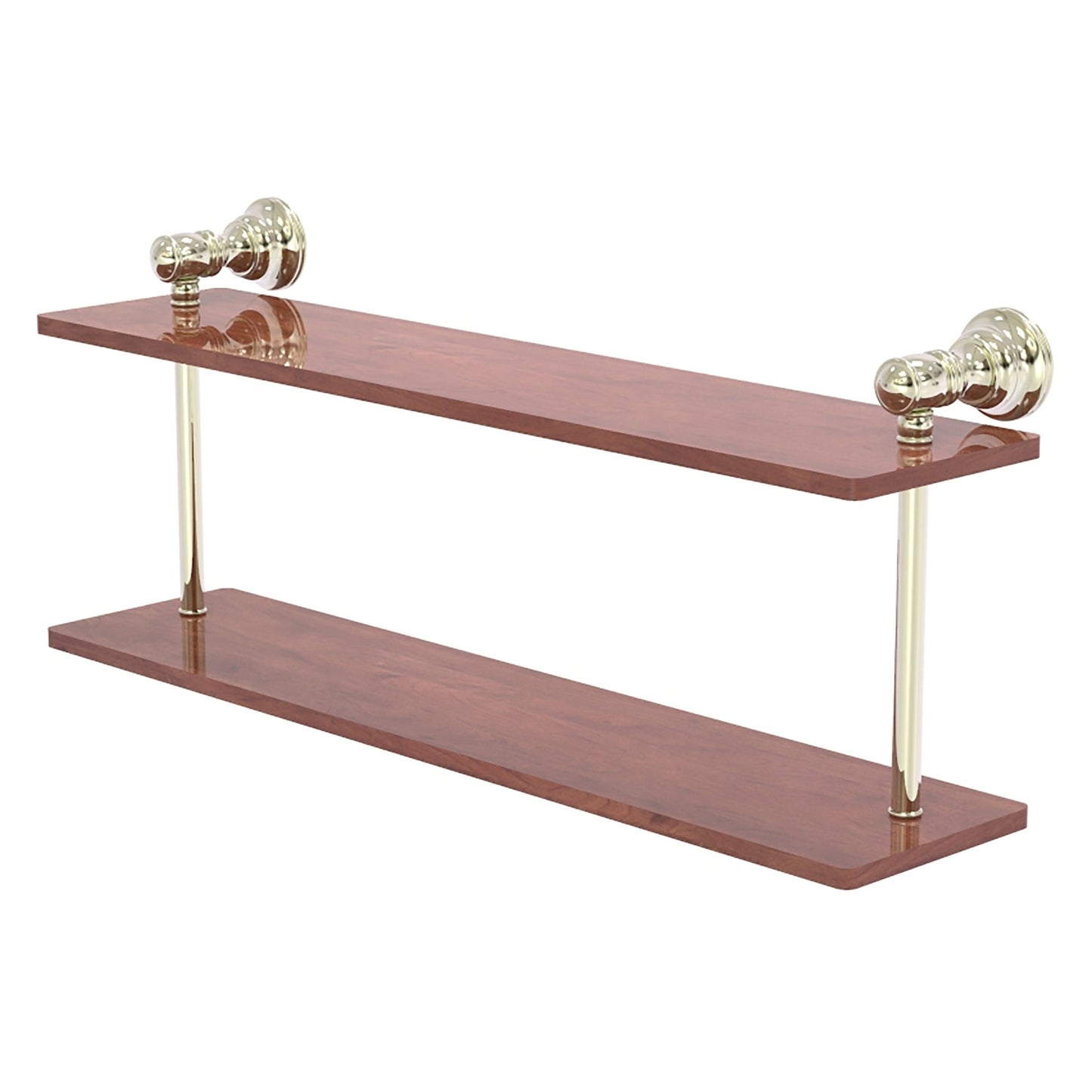 Allied Brass Carolina 22" x 5.6" Polished Nickel Solid Brass Two-Tiered Wood Shelf