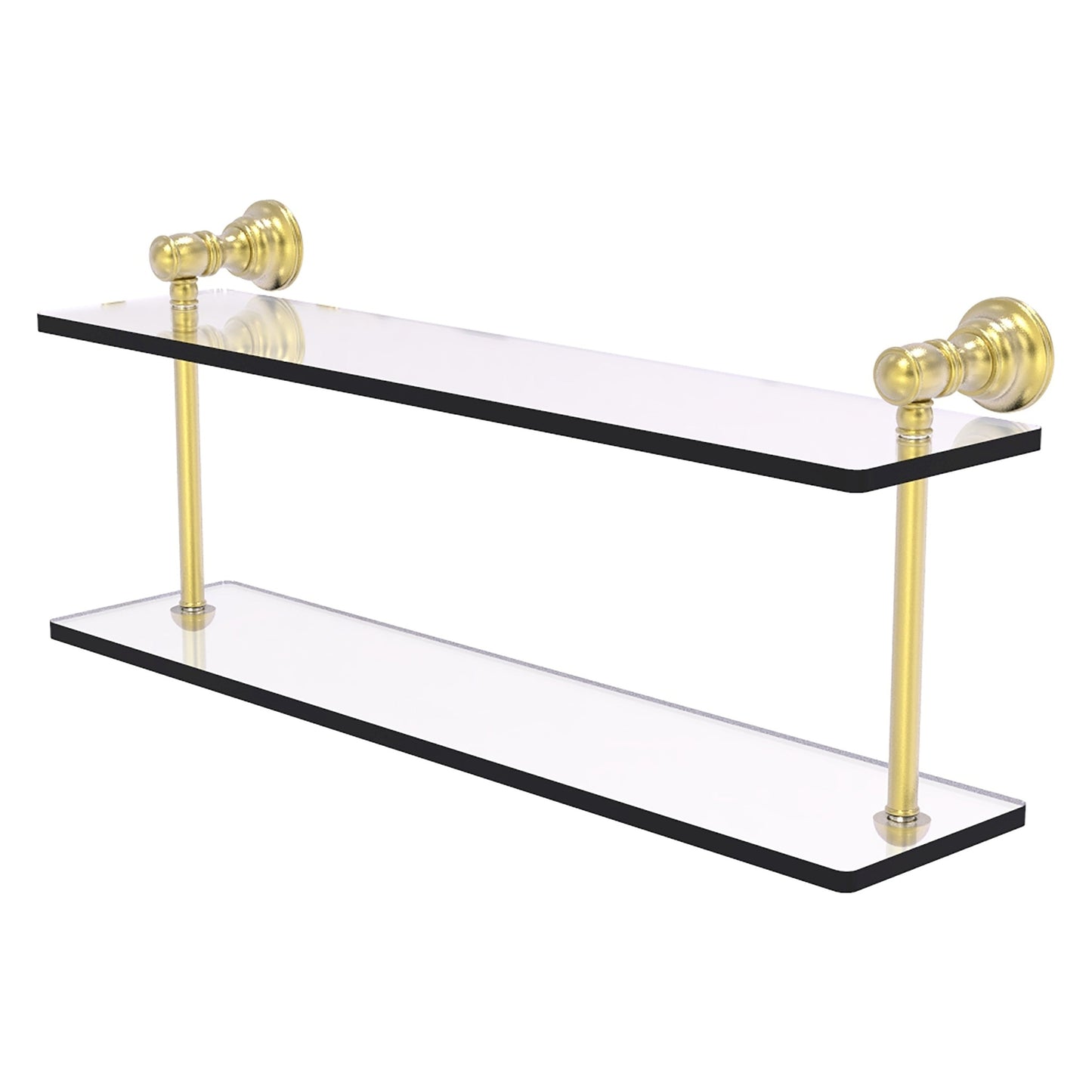 Allied Brass Carolina 22" x 5.6" Satin Brass Solid Brass Two-Tiered Glass Shelf
