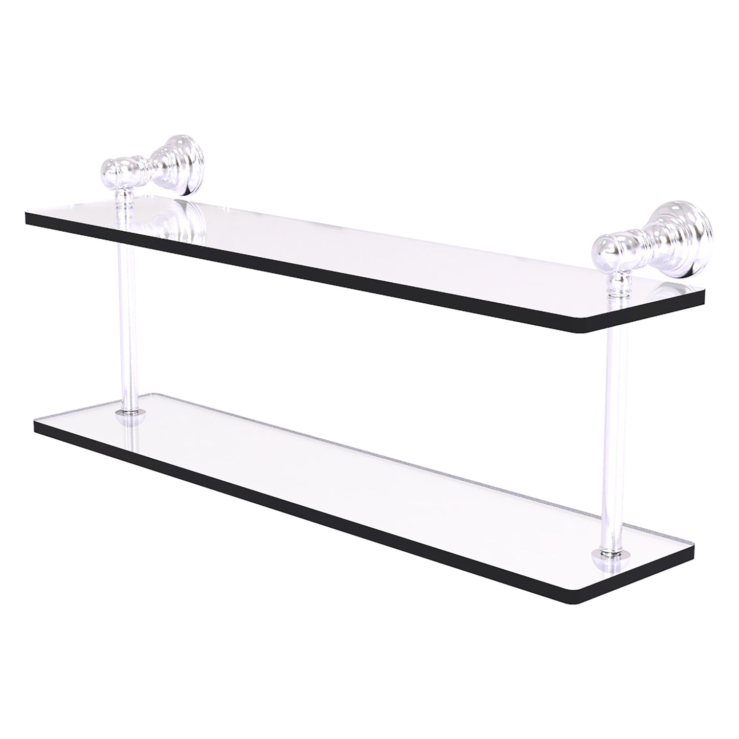 Allied Brass Carolina 22" x 5.6" Satin Chrome Solid Brass Two-Tiered Glass Shelf