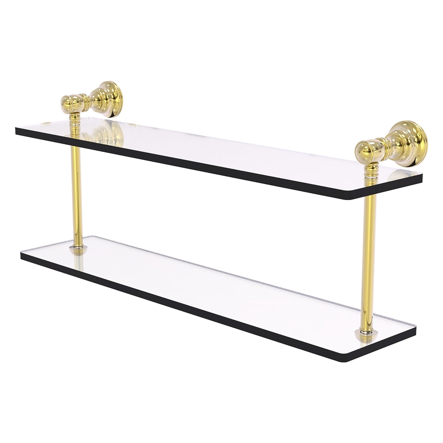 Allied Brass Carolina 22" x 5.6" Unlacquered Brass Solid Brass Two-Tiered Glass Shelf
