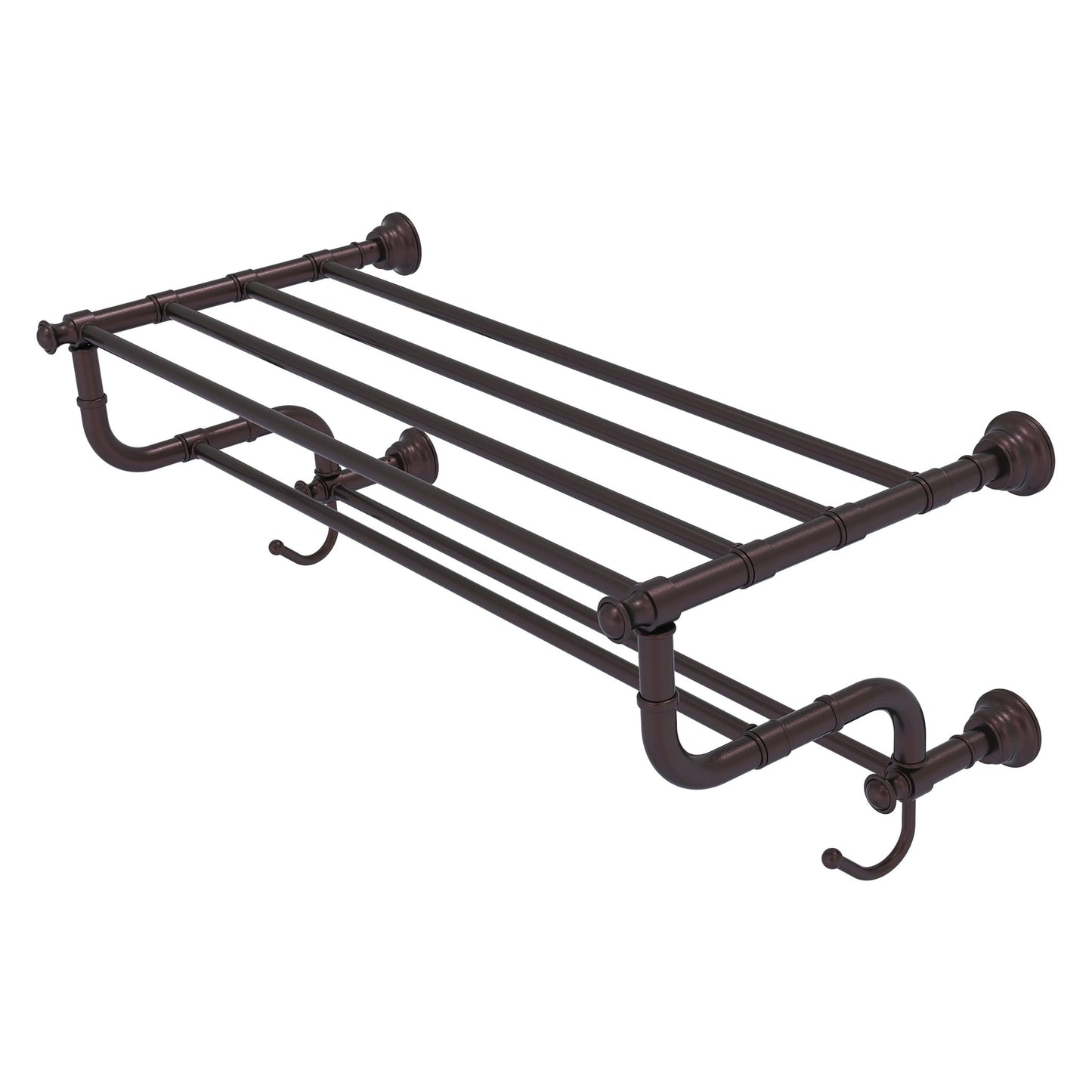 Allied Brass Carolina 26" x 12.5" Antique Bronze Solid Brass Towel Shelf With Double Towel Bar