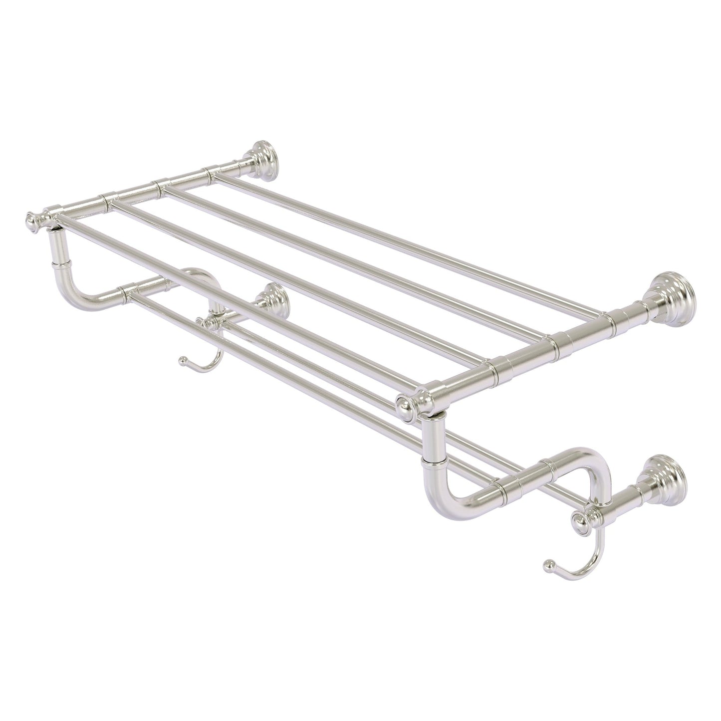 Allied Brass Carolina 26" x 12.5" Satin Nickel Solid Brass Towel Shelf With Double Towel Bar