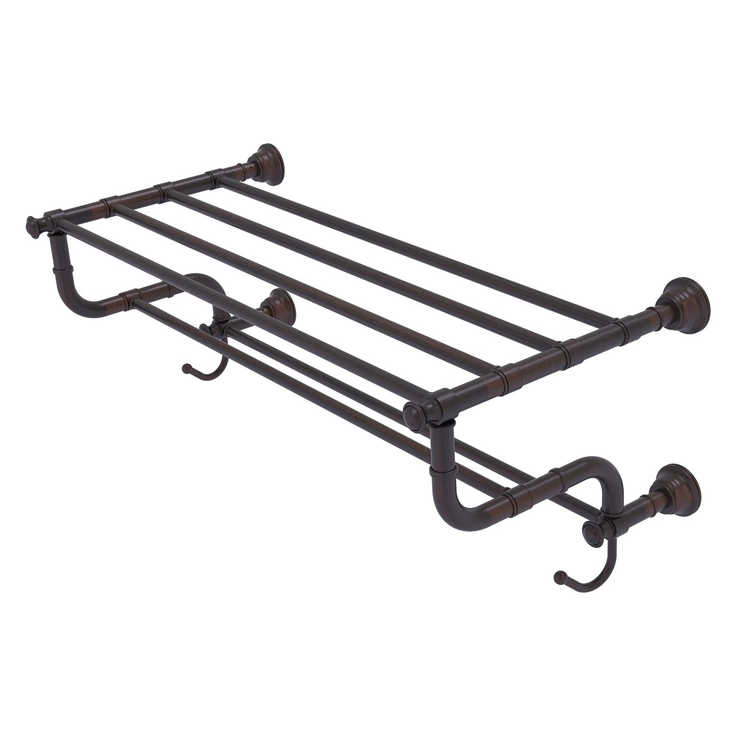 Allied Brass Carolina 26" x 12.5" Venetian Bronze Solid Brass Towel Shelf With Double Towel Bar