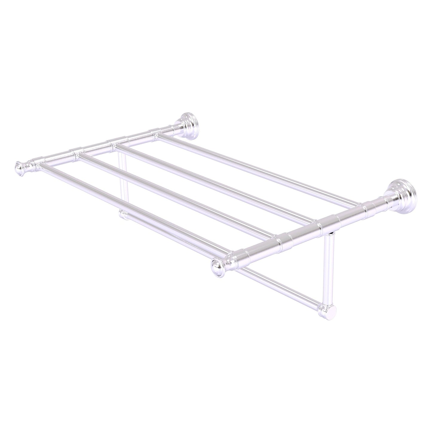 Allied Brass Carolina 26" x 13.7" Satin Chrome Solid Brass Towel Shelf With Integrated Towel Bar