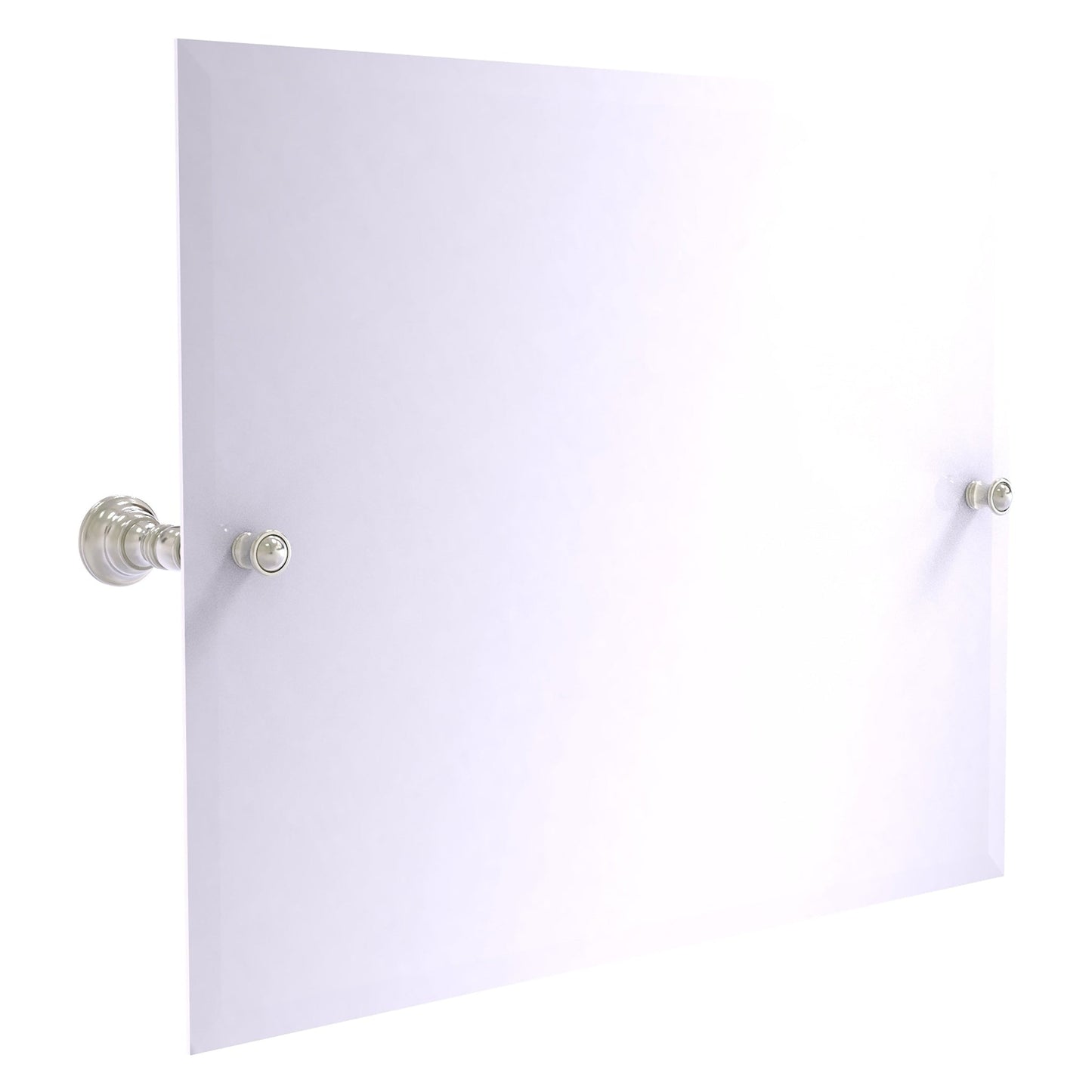 Allied Brass Carolina 26" x 4.8" Satin Nickel Solid Brass Frameless Landscape Rectangular Tilt Mirror With Beveled Edge