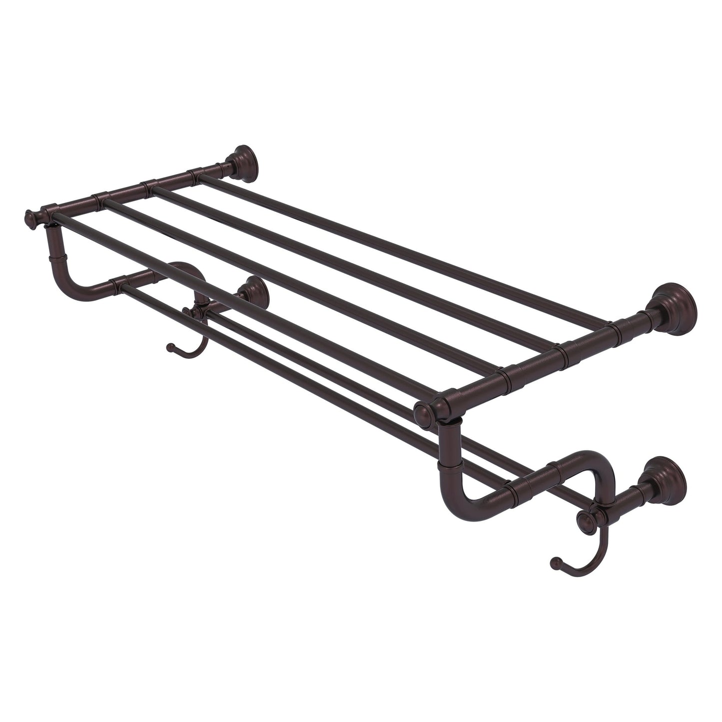 Allied Brass Carolina 32" x 12.5" Antique Bronze Solid Brass Towel Shelf With Double Towel Bar