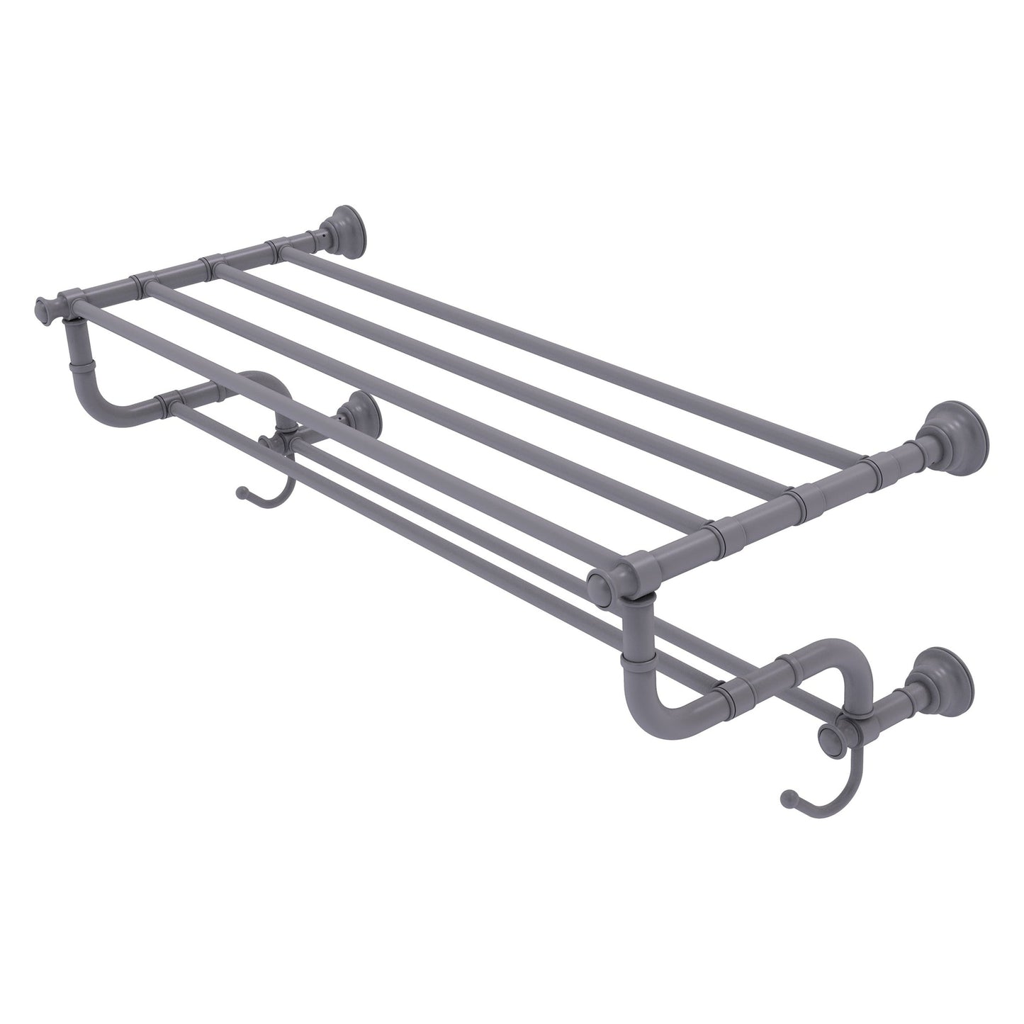 Allied Brass Carolina 32" x 12.5" Matte Gray Solid Brass Towel Shelf With Double Towel Bar