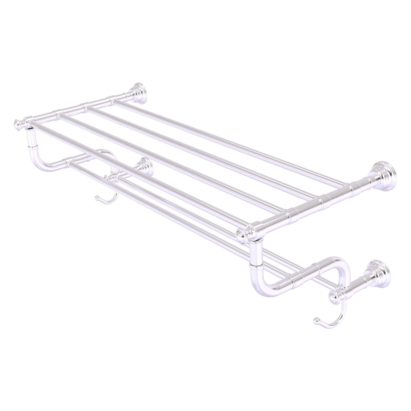 Allied Brass Carolina 32" x 12.5" Satin Chrome Solid Brass Towel Shelf With Double Towel Bar