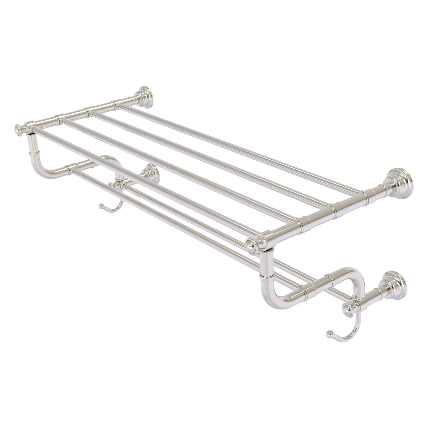 Allied Brass Carolina 32" x 12.5" Satin Nickel Solid Brass Towel Shelf With Double Towel Bar