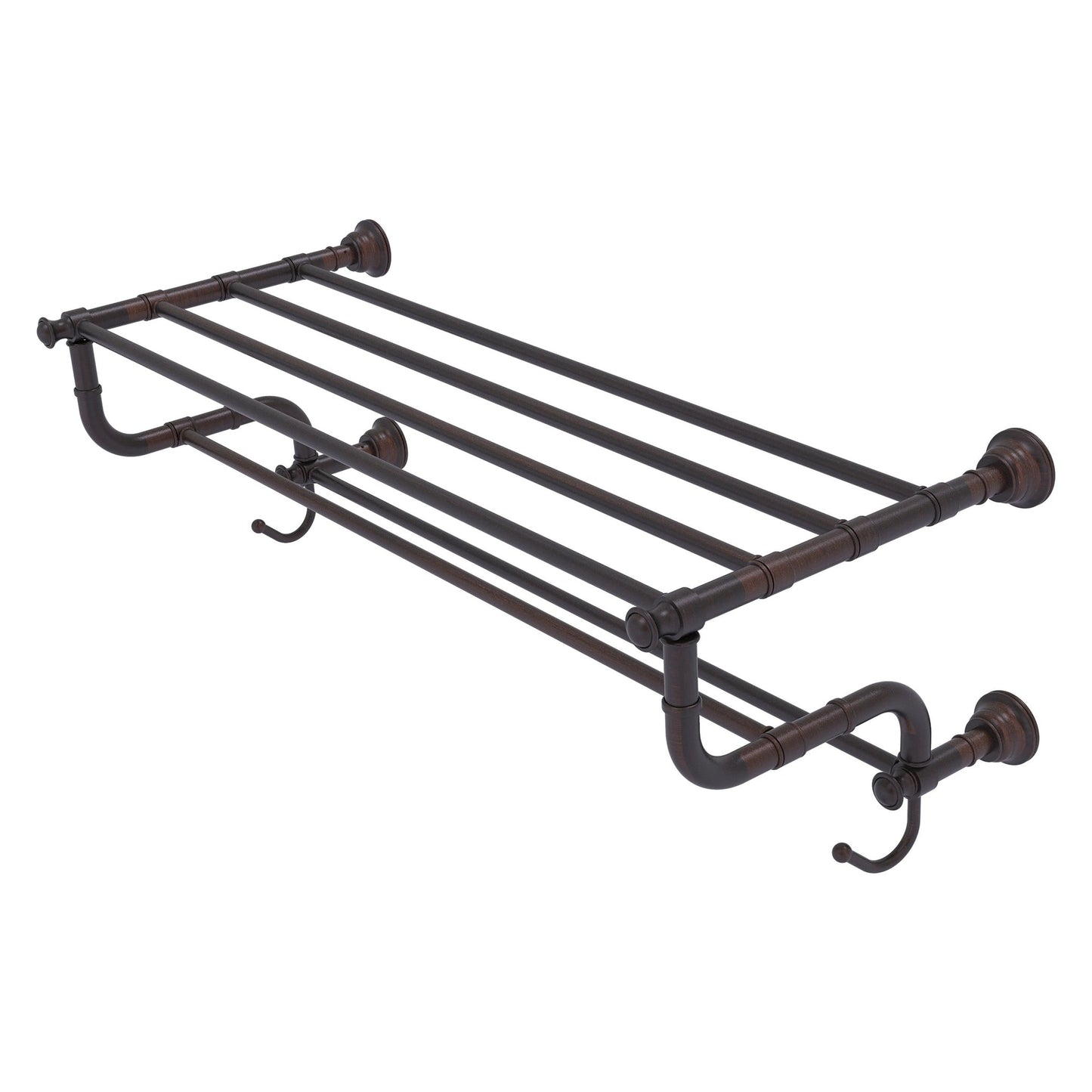 Allied Brass Carolina 32" x 12.5" Venetian Bronze Solid Brass Towel Shelf With Double Towel Bar