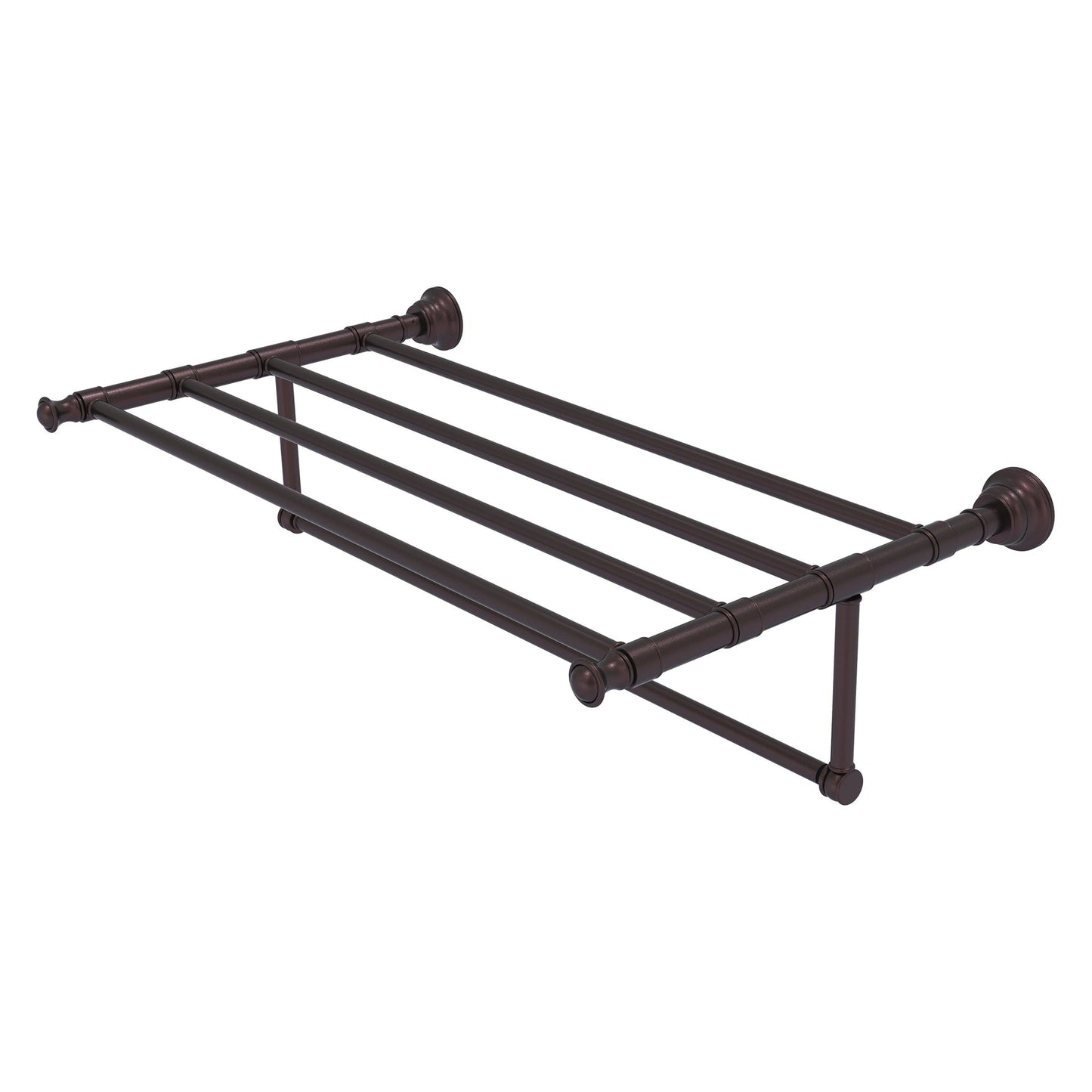 Allied Brass Carolina 32" x 13.7" Antique Bronze Solid Brass Towel Shelf With Integrated Towel Bar