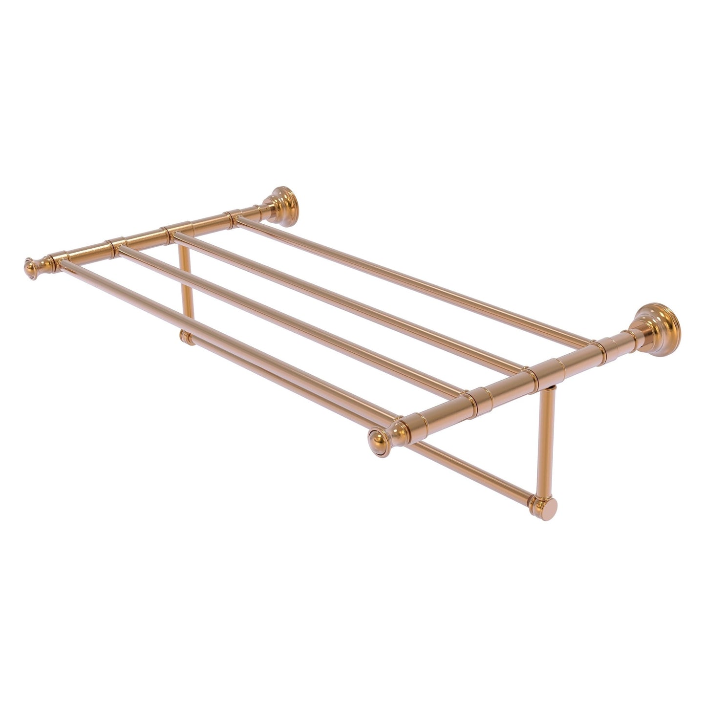 Allied Brass Carolina 32" x 13.7" Brushed Bronze Solid Brass Towel Shelf With Integrated Towel Bar