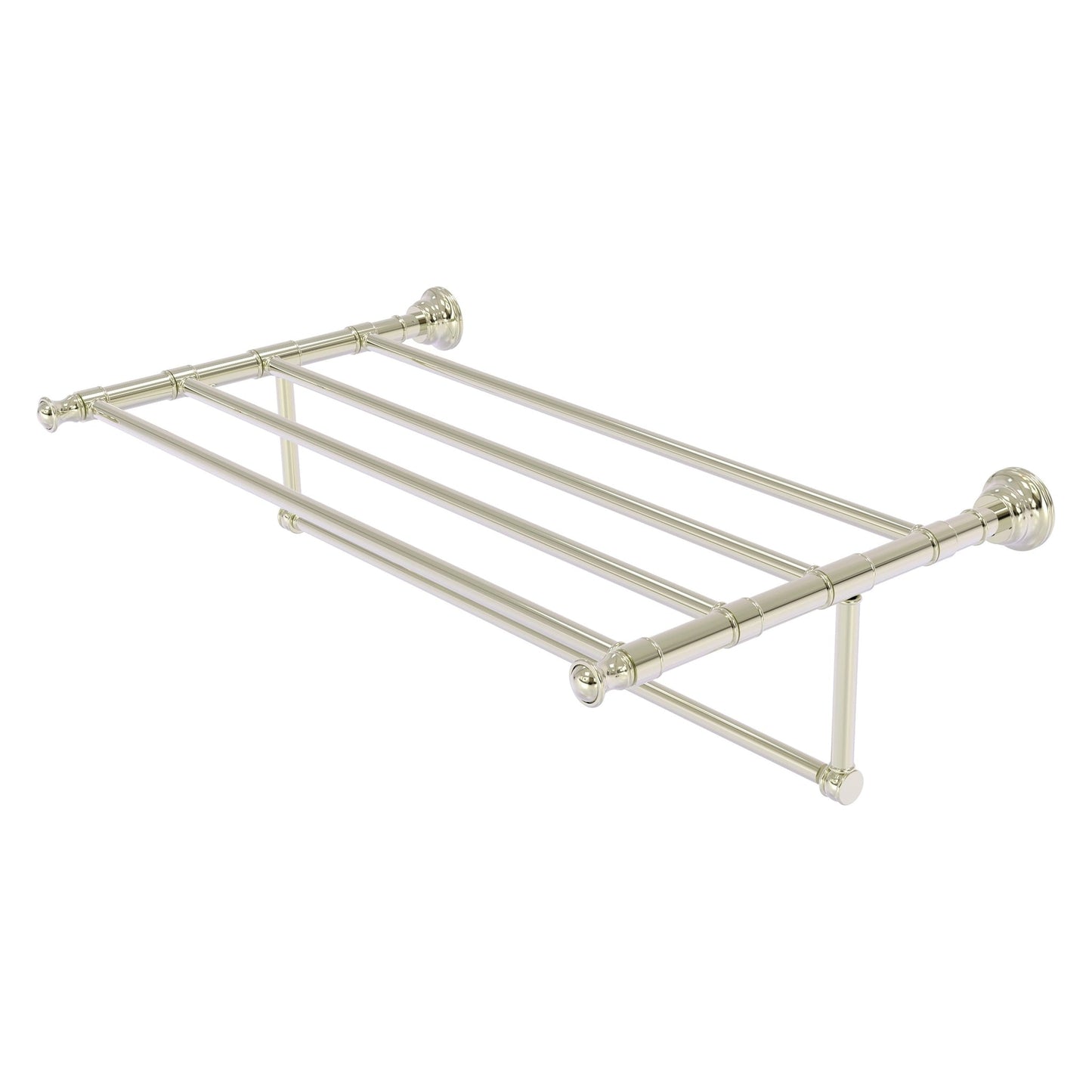 Allied Brass Carolina 32" x 13.7" Polished Nickel Solid Brass Towel Shelf With Integrated Towel Bar