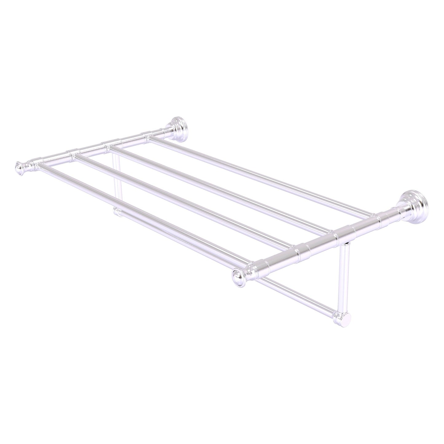 Allied Brass Carolina 32" x 13.7" Satin Chrome Solid Brass Towel Shelf With Integrated Towel Bar