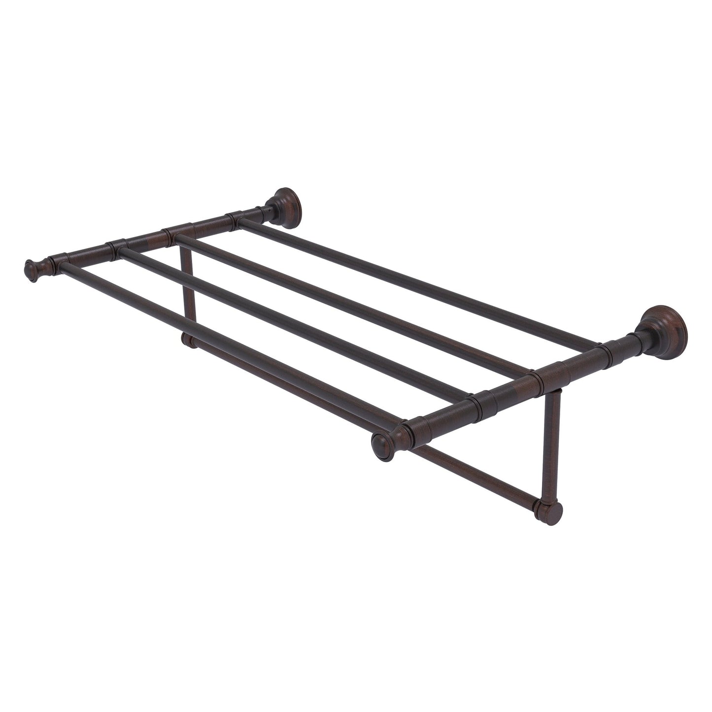 Allied Brass Carolina 32" x 13.7" Venetian Bronze Solid Brass Towel Shelf With Integrated Towel Bar
