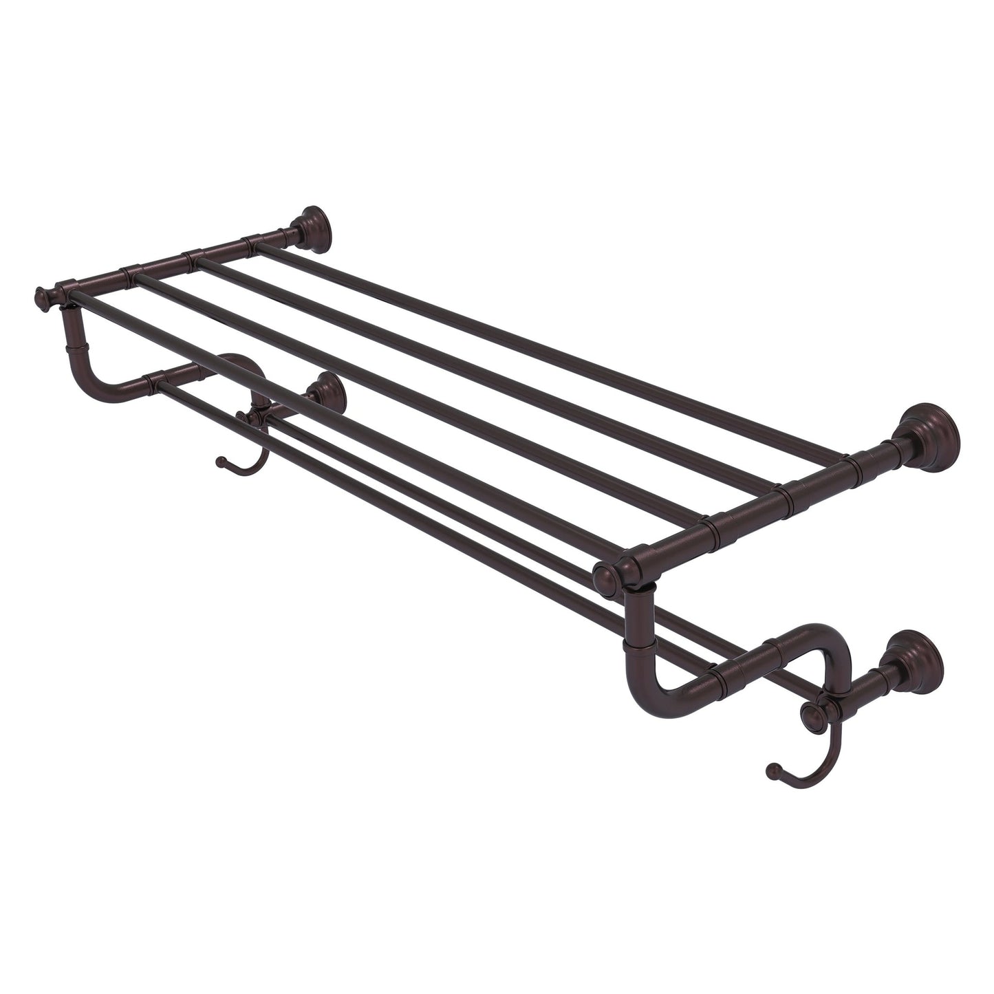 Allied Brass Carolina 38" x 12.5" Antique Bronze Solid Brass Towel Shelf With Double Towel Bar