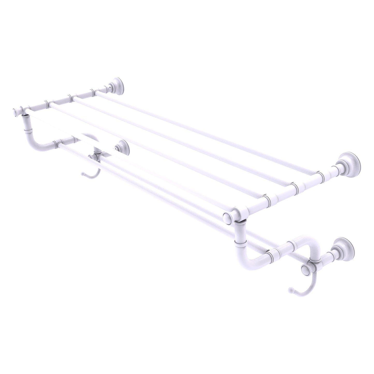 Allied Brass Carolina 38" x 12.5" Matte White Solid Brass Towel Shelf With Double Towel Bar