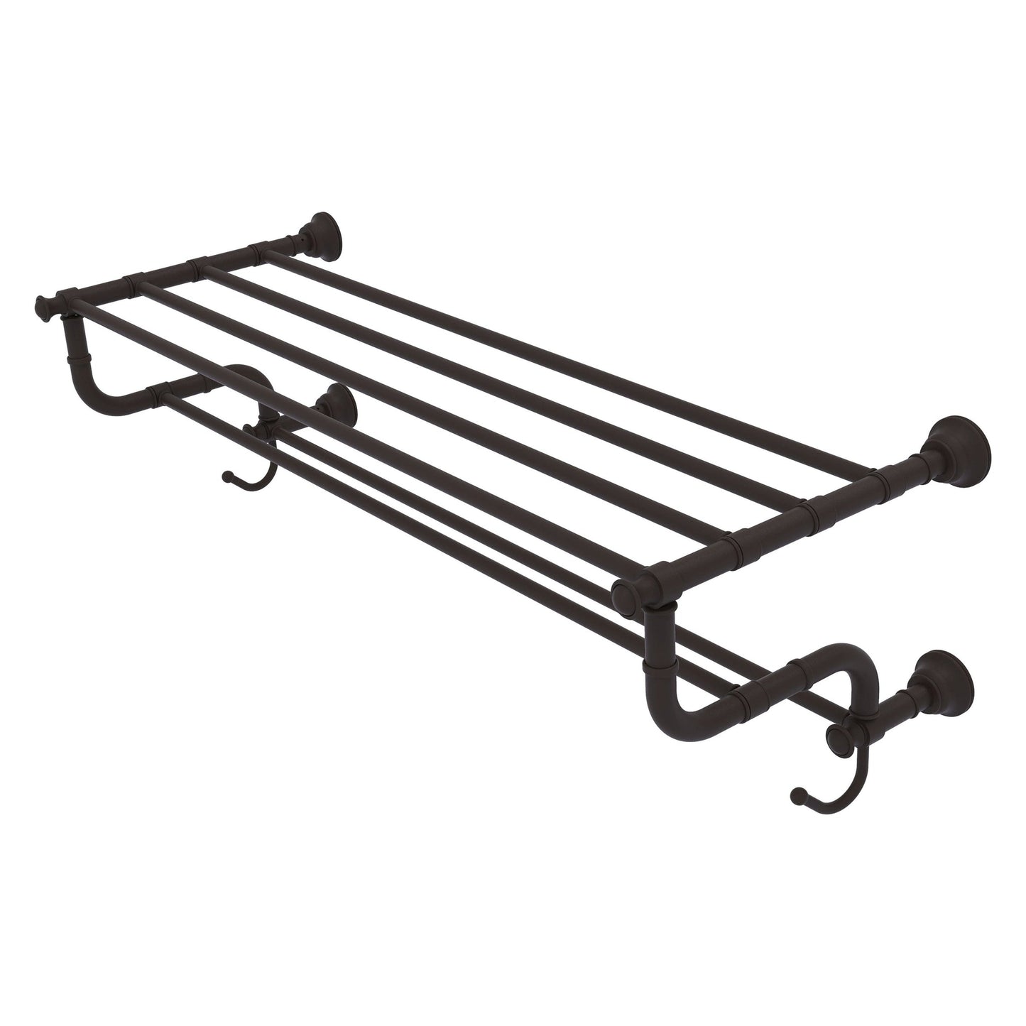 Allied Brass Carolina 38" x 12.5" Oil Rubbed Bronze Solid Brass Towel Shelf With Double Towel Bar