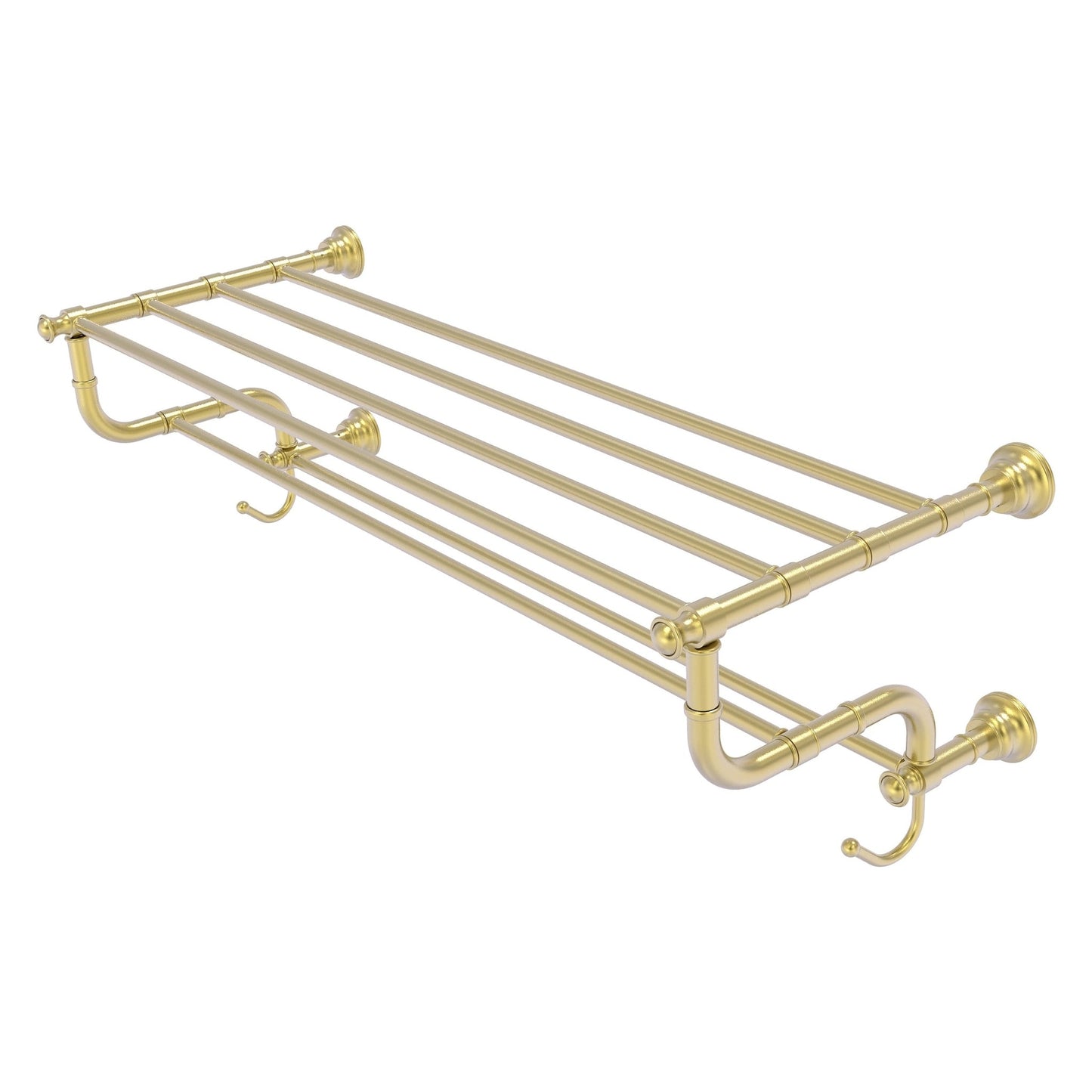 Allied Brass Carolina 38" x 12.5" Satin Brass Solid Brass Towel Shelf With Double Towel Bar