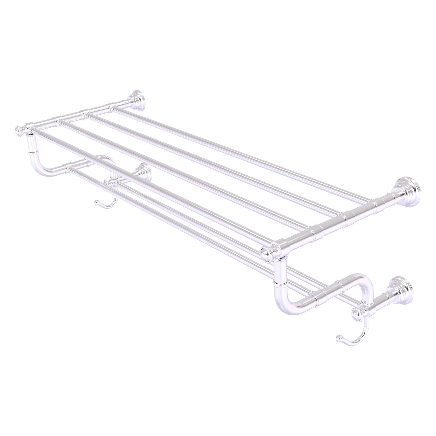 Allied Brass Carolina 38" x 12.5" Satin Chrome Solid Brass Towel Shelf With Double Towel Bar