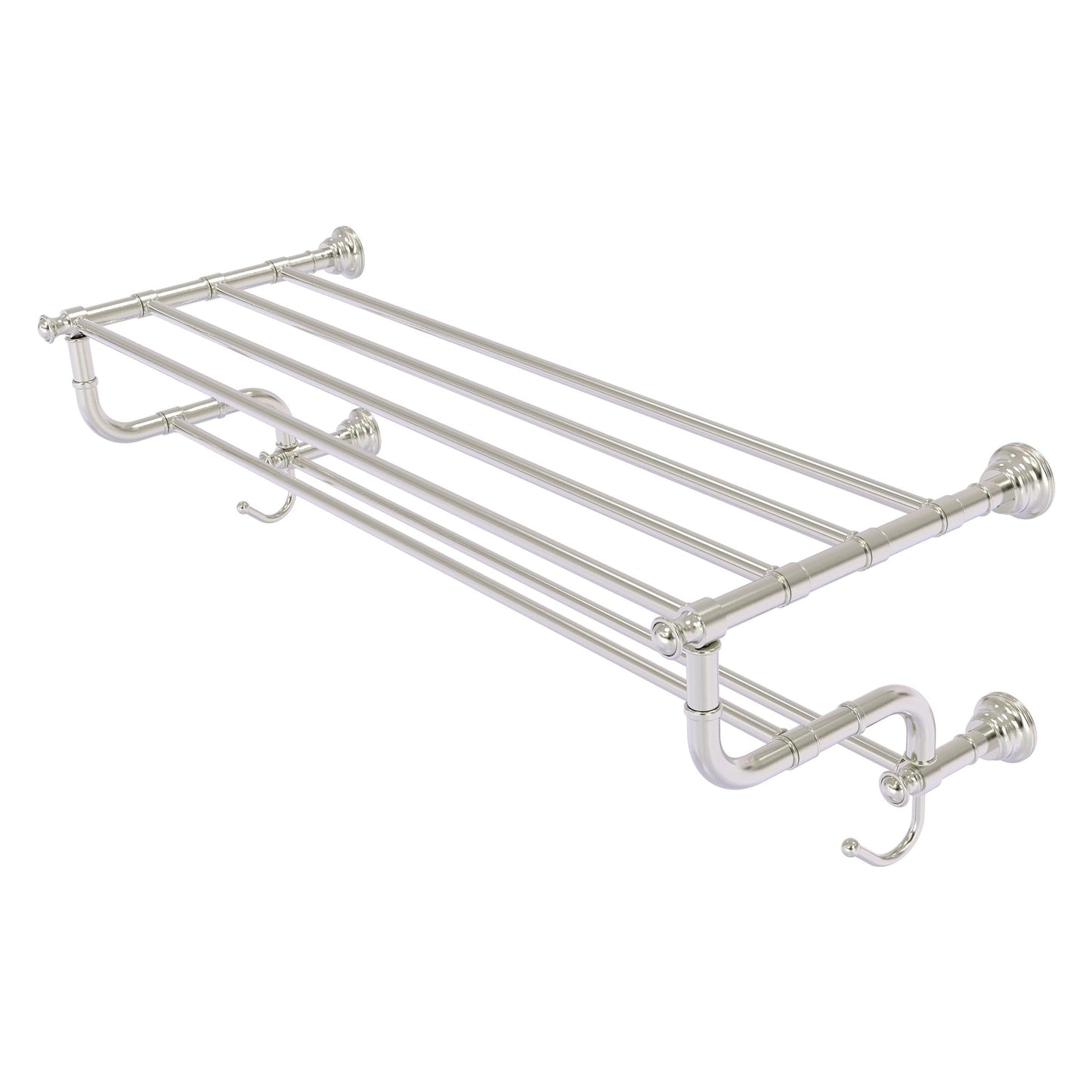 Allied Brass Carolina 38" x 12.5" Satin Nickel Solid Brass Towel Shelf With Double Towel Bar