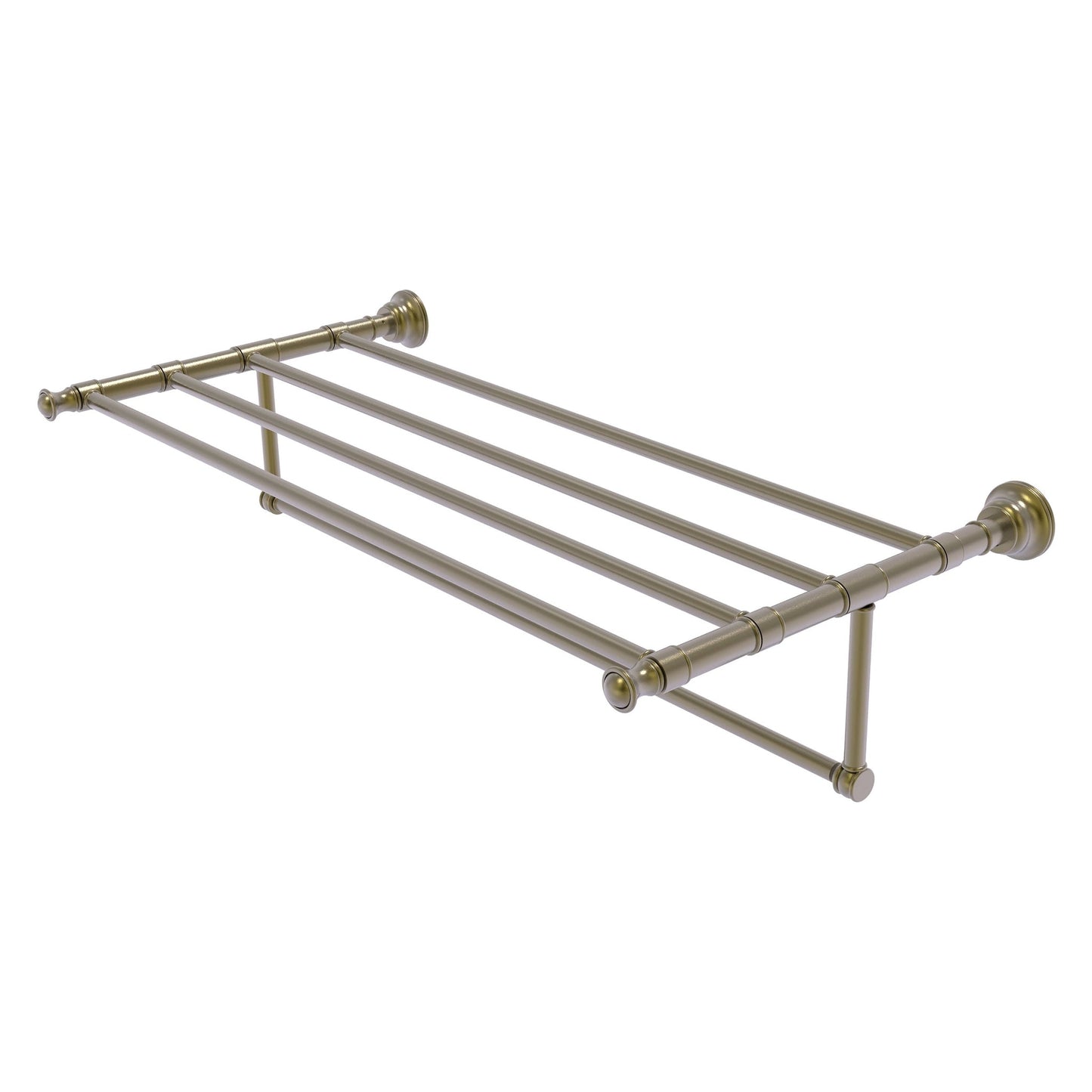 Allied Brass Carolina 38" x 13.7" Antique Brass Solid Brass Towel Shelf With Integrated Towel Bar