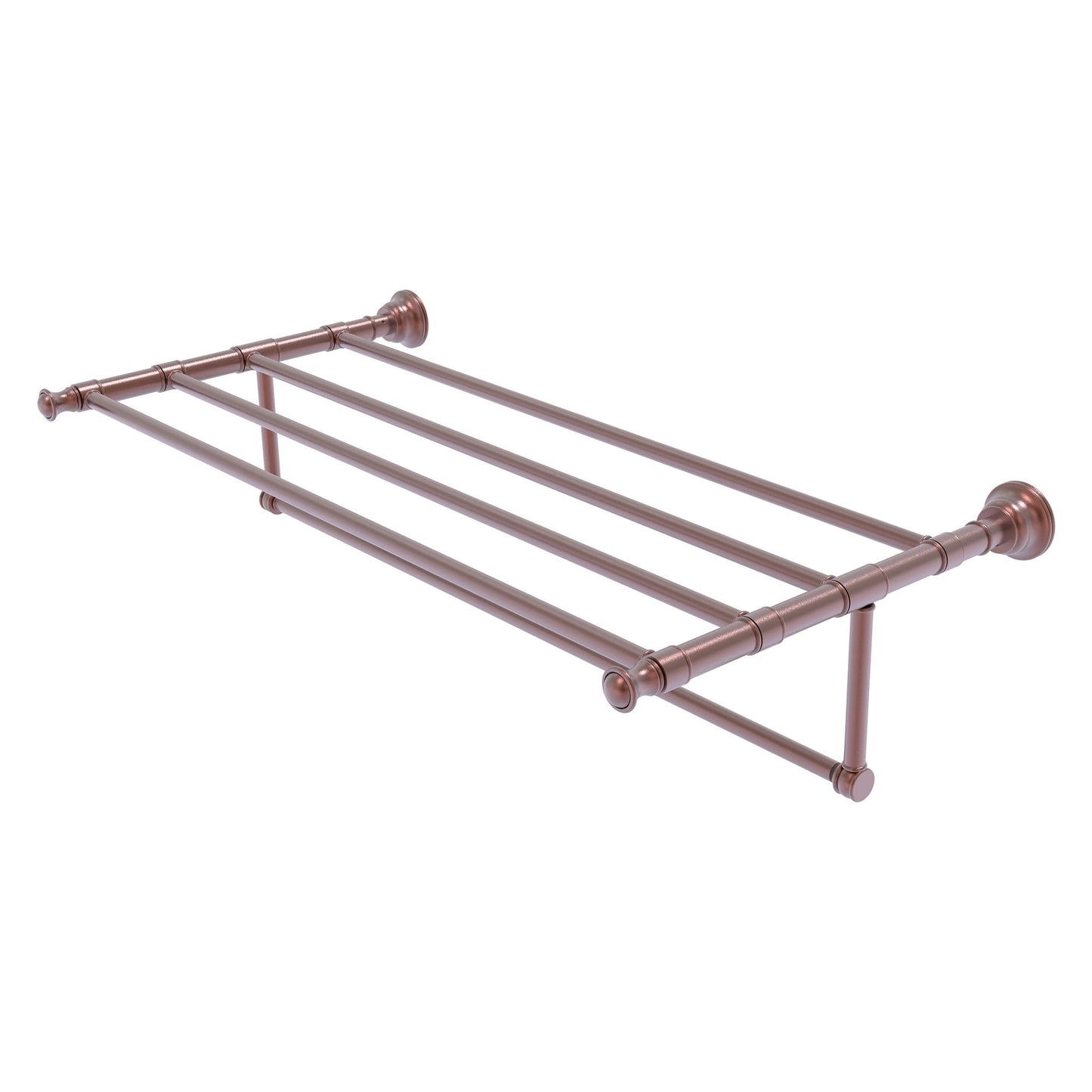 Allied Brass Carolina 38" x 13.7" Antique Copper Solid Brass Towel Shelf With Integrated Towel Bar