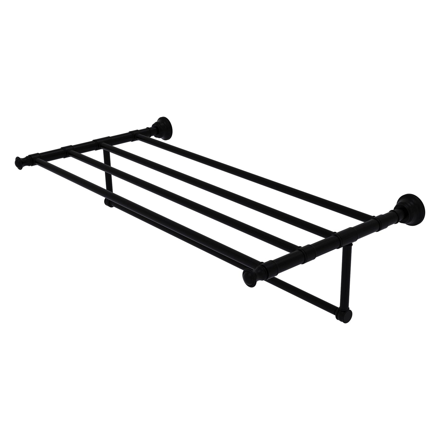 Allied Brass Carolina 38" x 13.7" Matte Black Solid Brass Towel Shelf With Integrated Towel Bar