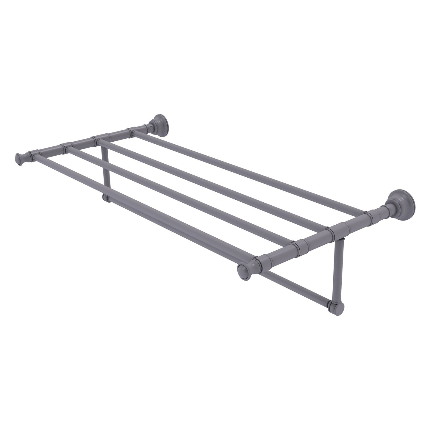 Allied Brass Carolina 38" x 13.7" Matte Gray Solid Brass Towel Shelf With Integrated Towel Bar