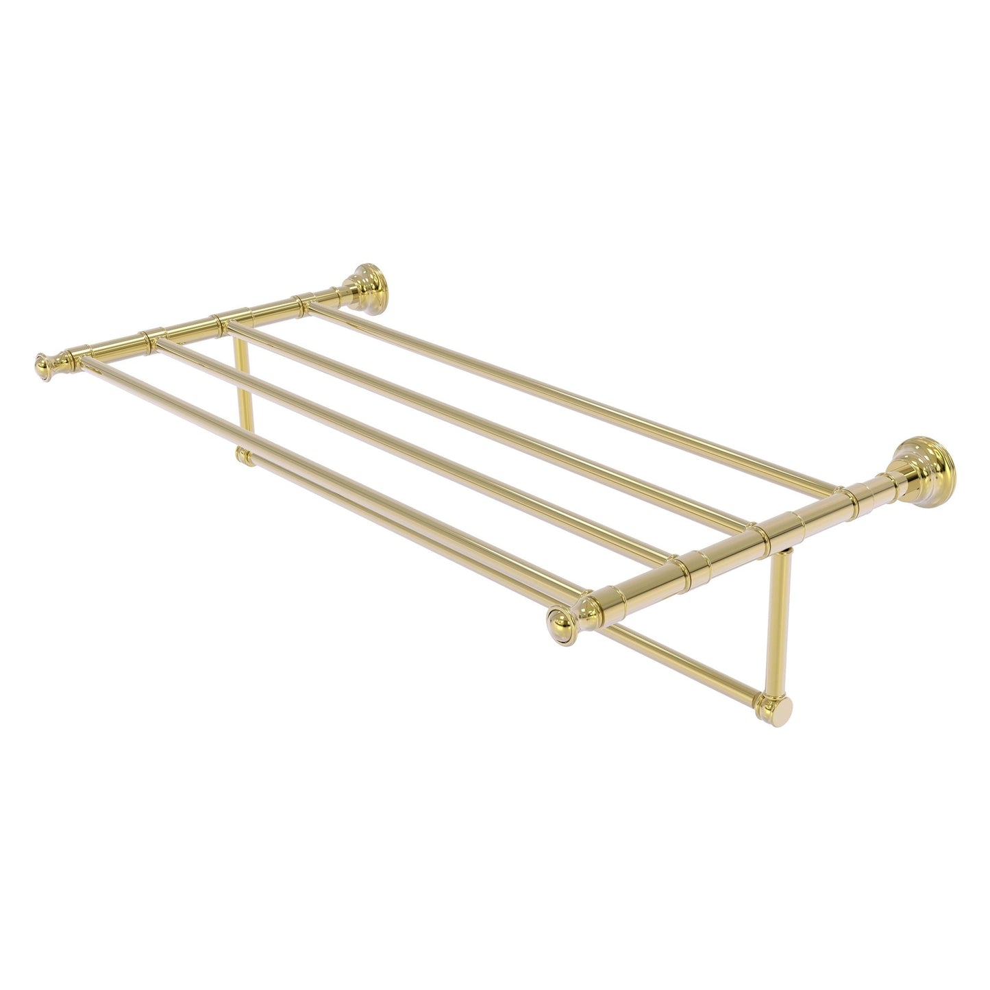 Allied Brass Carolina 38" x 13.7" Unlacquered Brass Solid Brass Towel Shelf With Integrated Towel Bar