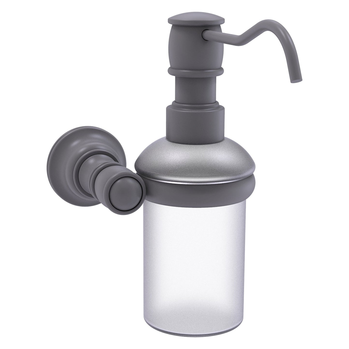 Allied Brass Carolina 4.3" x 7" Matte Gray Solid Brass Wall-Mounted Soap Dispenser