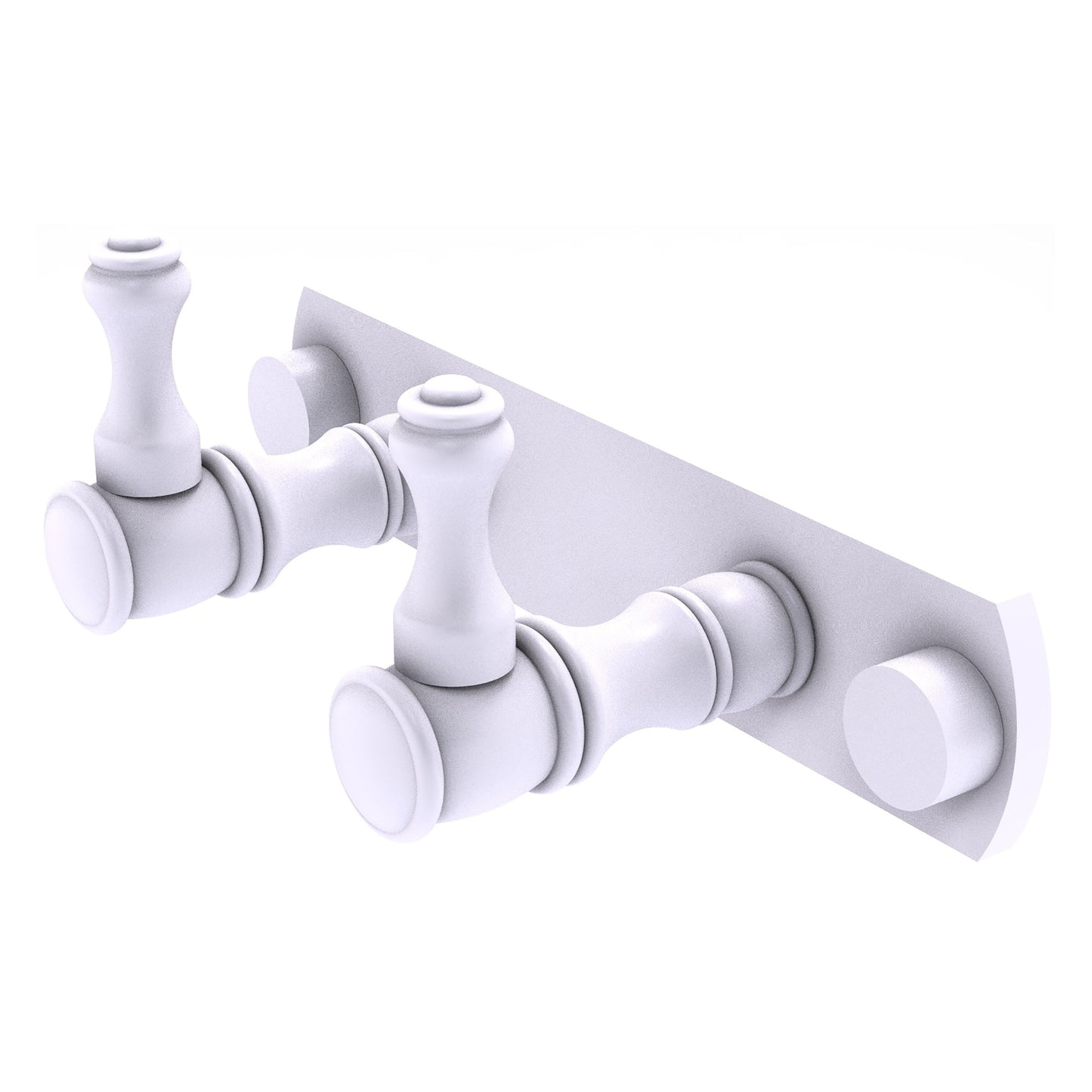 Allied Brass Carolina 5.5" x 2.4" Matte White Solid Brass 2-Position Multi Hook