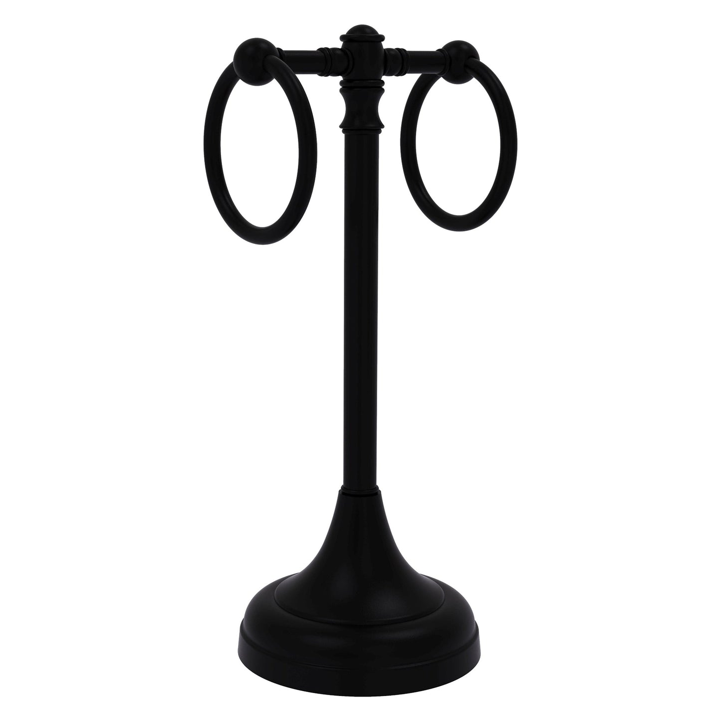Allied Brass Carolina 5.5" x 5.5" Matte Black Solid Brass 2-Ring Guest Towel Stand