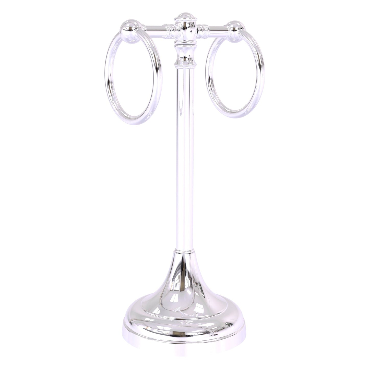 Allied Brass Carolina 5.5" x 5.5" Polished Chrome Solid Brass 2-Ring Guest Towel Stand