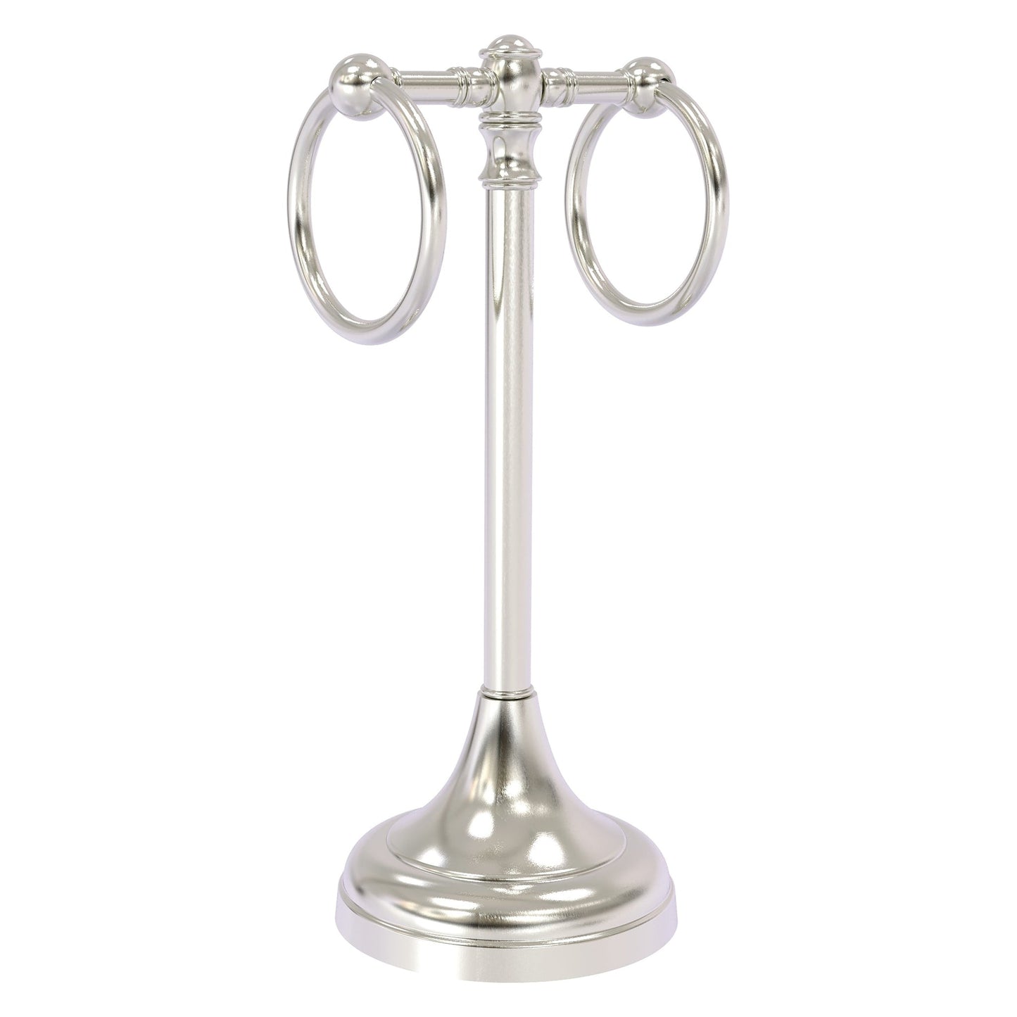 Allied Brass Carolina 5.5" x 5.5" Satin Nickel Solid Brass 2-Ring Guest Towel Stand