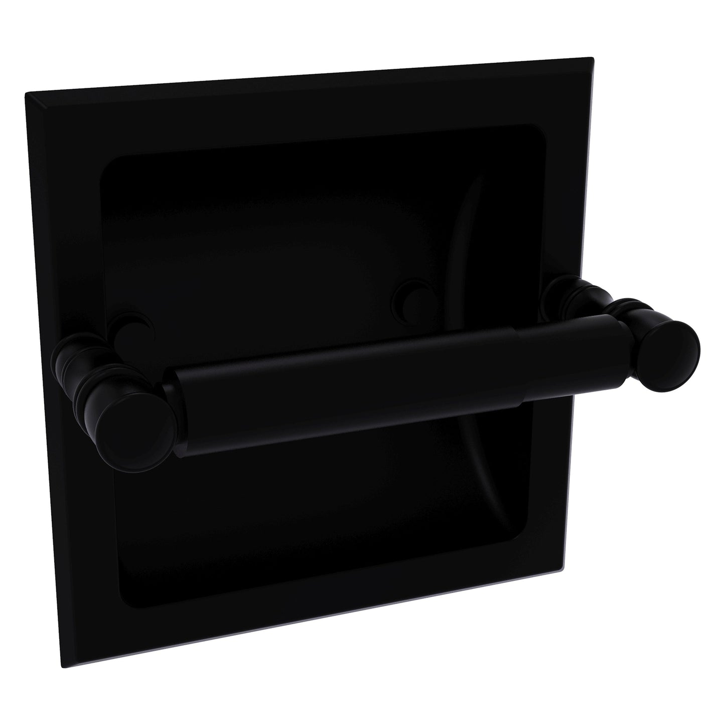 Allied Brass Carolina 6.125" x 4" Matte Black Solid Brass Recessed Toilet Paper Holder