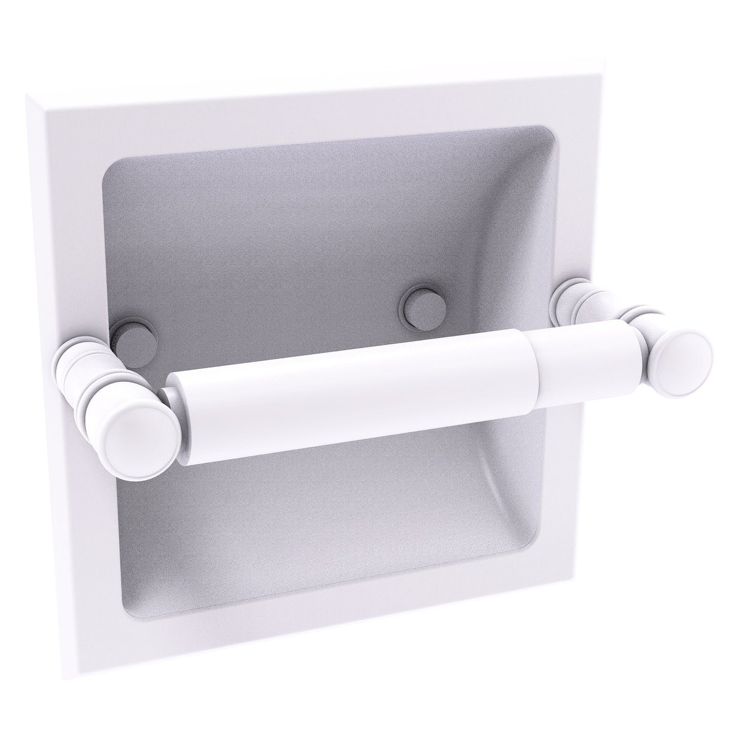 Allied Brass Carolina 6.125" x 4" Matte White Solid Brass Recessed Toilet Paper Holder