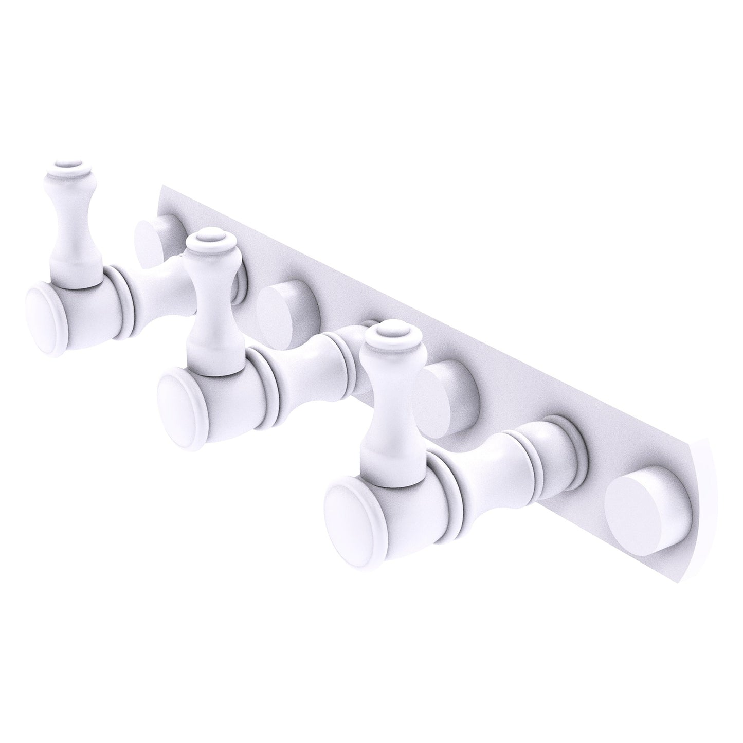 Allied Brass Carolina 8" x 2.4" Matte White Solid Brass 3-Position Tie and Belt Rack